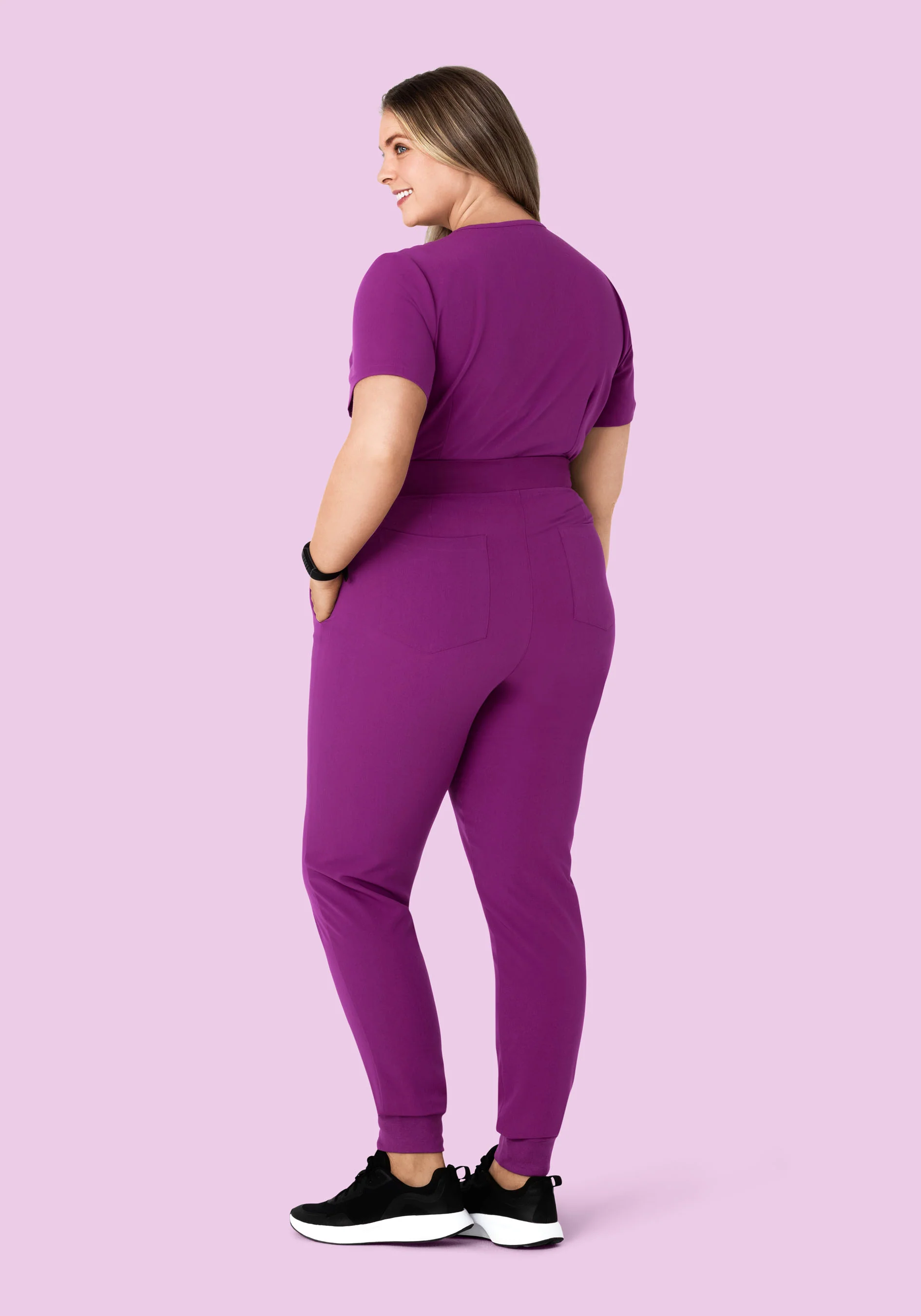 High Waisted Joggers Dark Orchid - Image 9