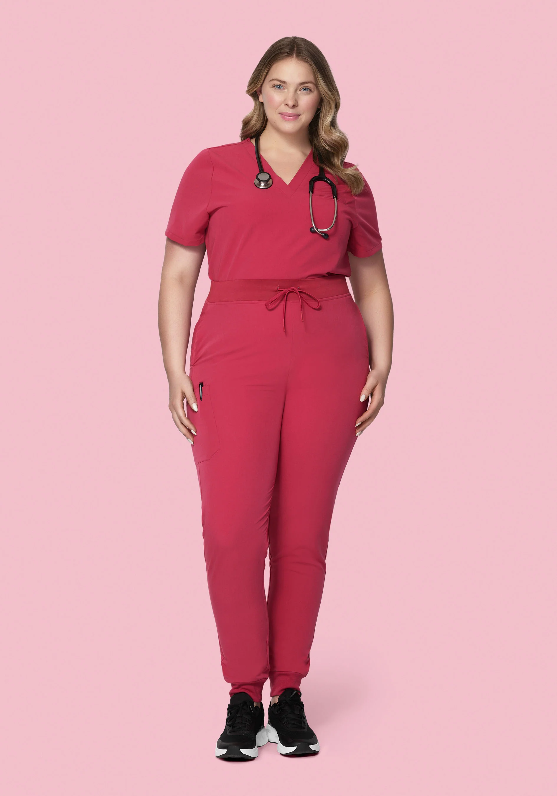 High Waisted Joggers Deep Rose - Image 5