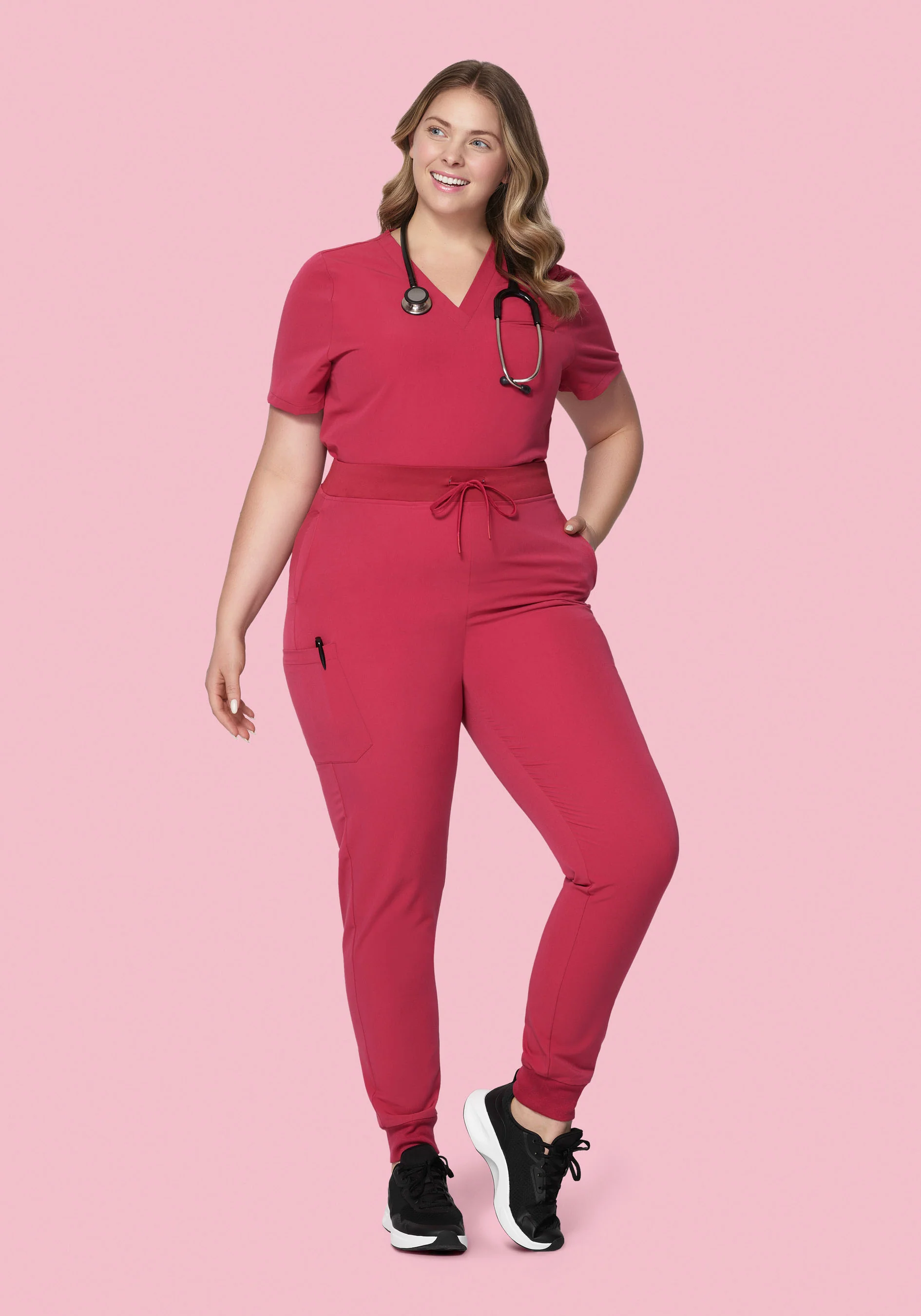 High Waisted Joggers Deep Rose - Image 6