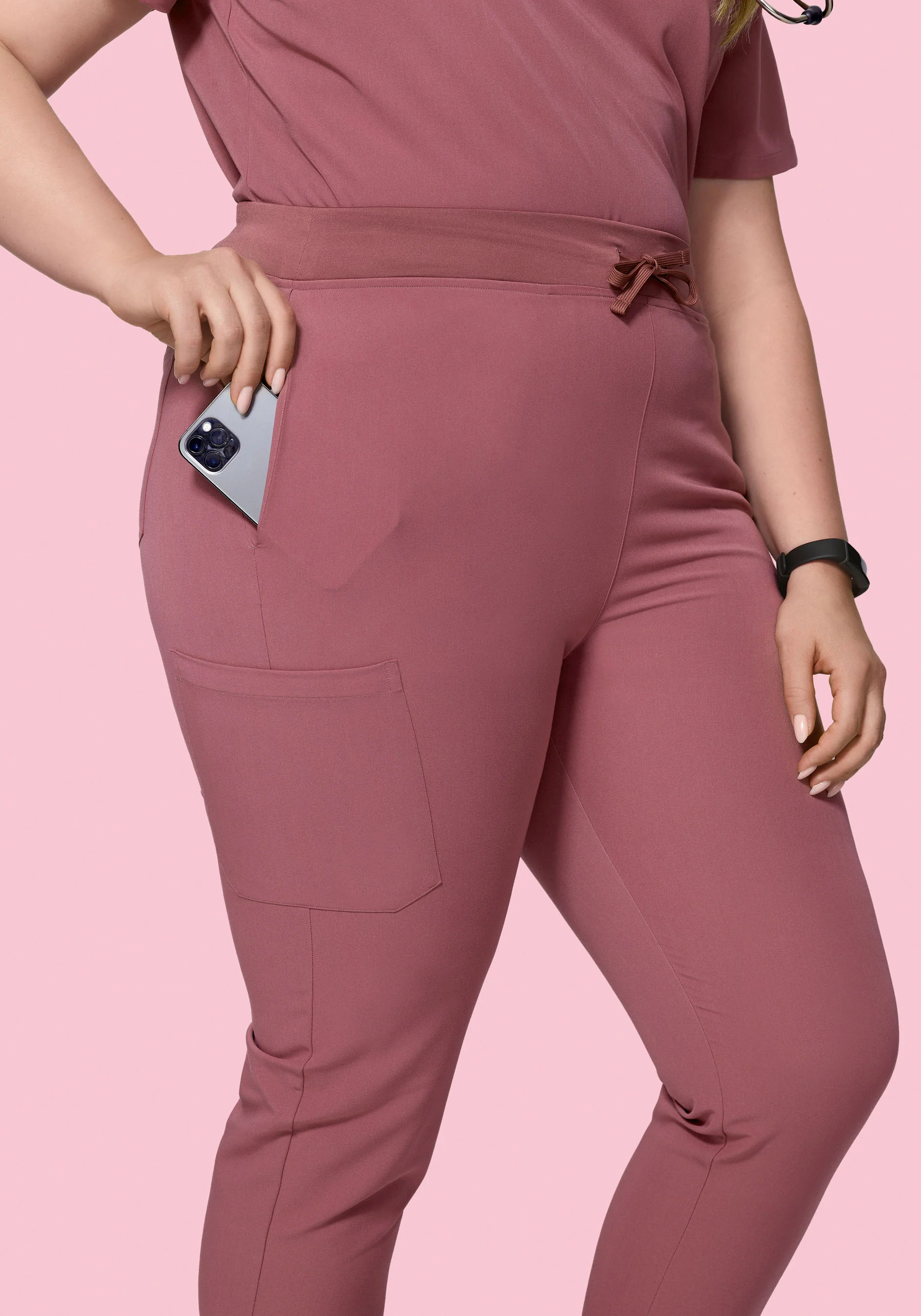 High Waisted Joggers Mauve - Image 3