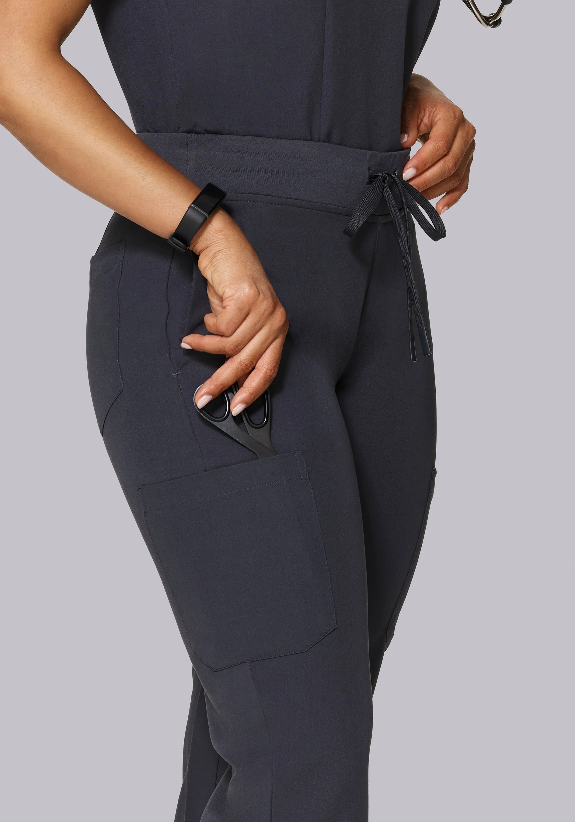 High Waisted Joggers Pewter - Image 4