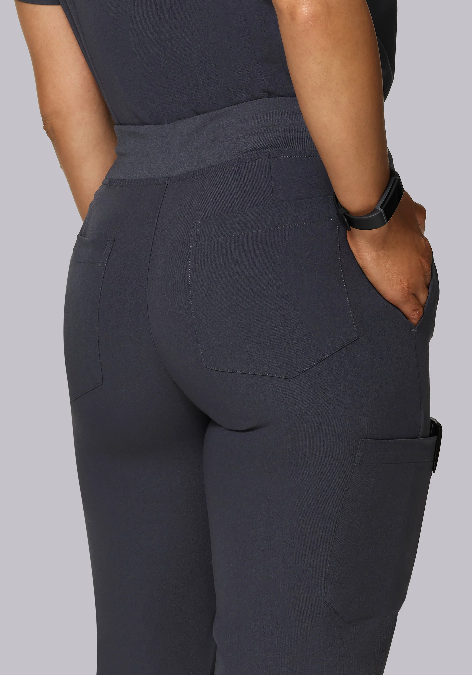 High Waisted Joggers Pewter - Image 5
