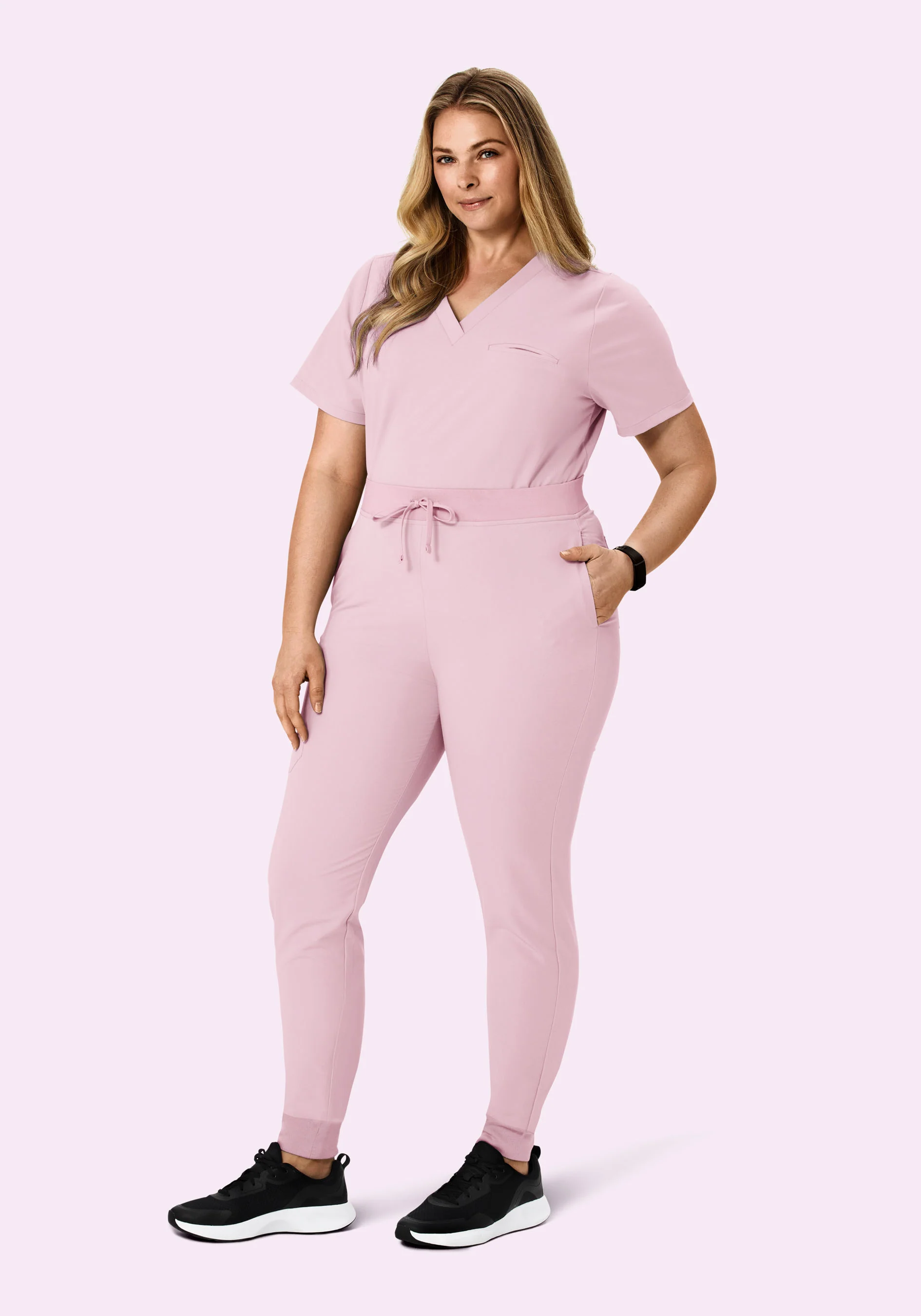 High Waisted Joggers Pink Pearl - Image 5