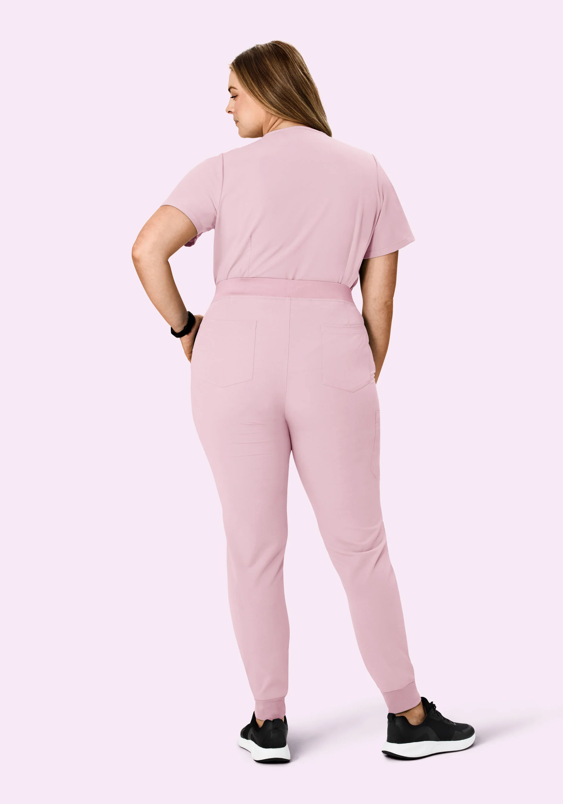 High Waisted Joggers Pink Pearl - Image 7
