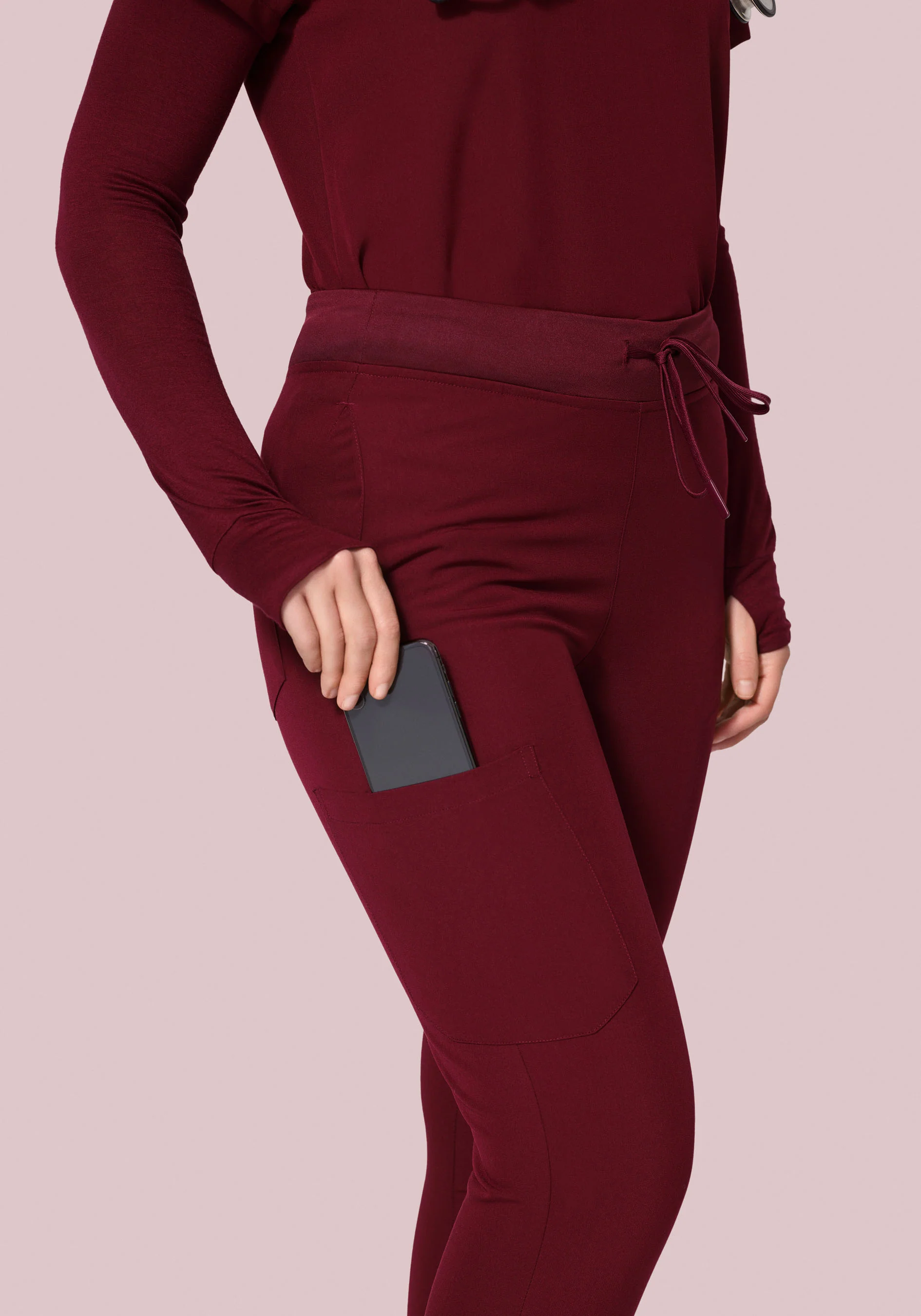 High Waisted Joggers Wine - Image 3