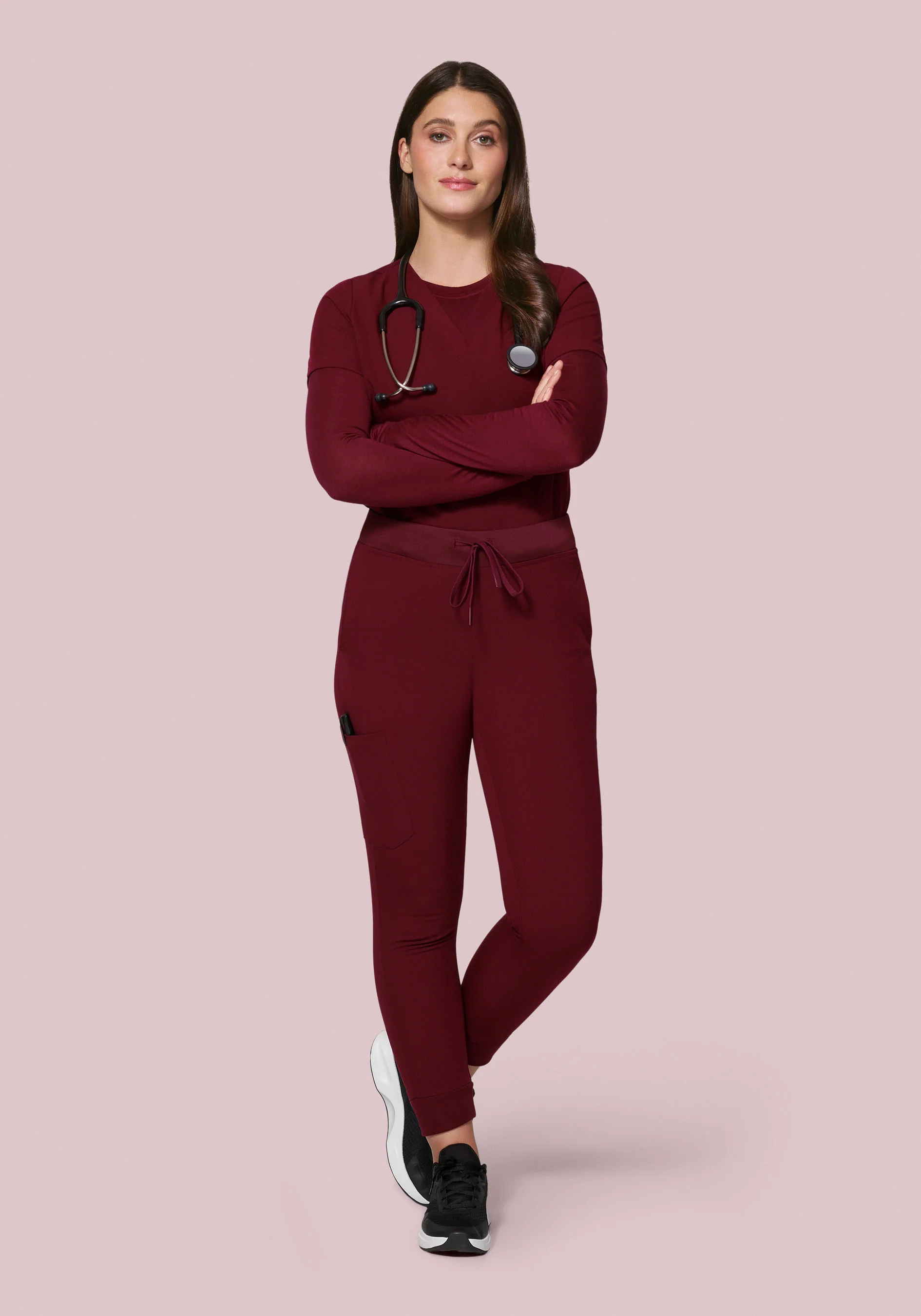 High Waisted Joggers Wine - Image 4
