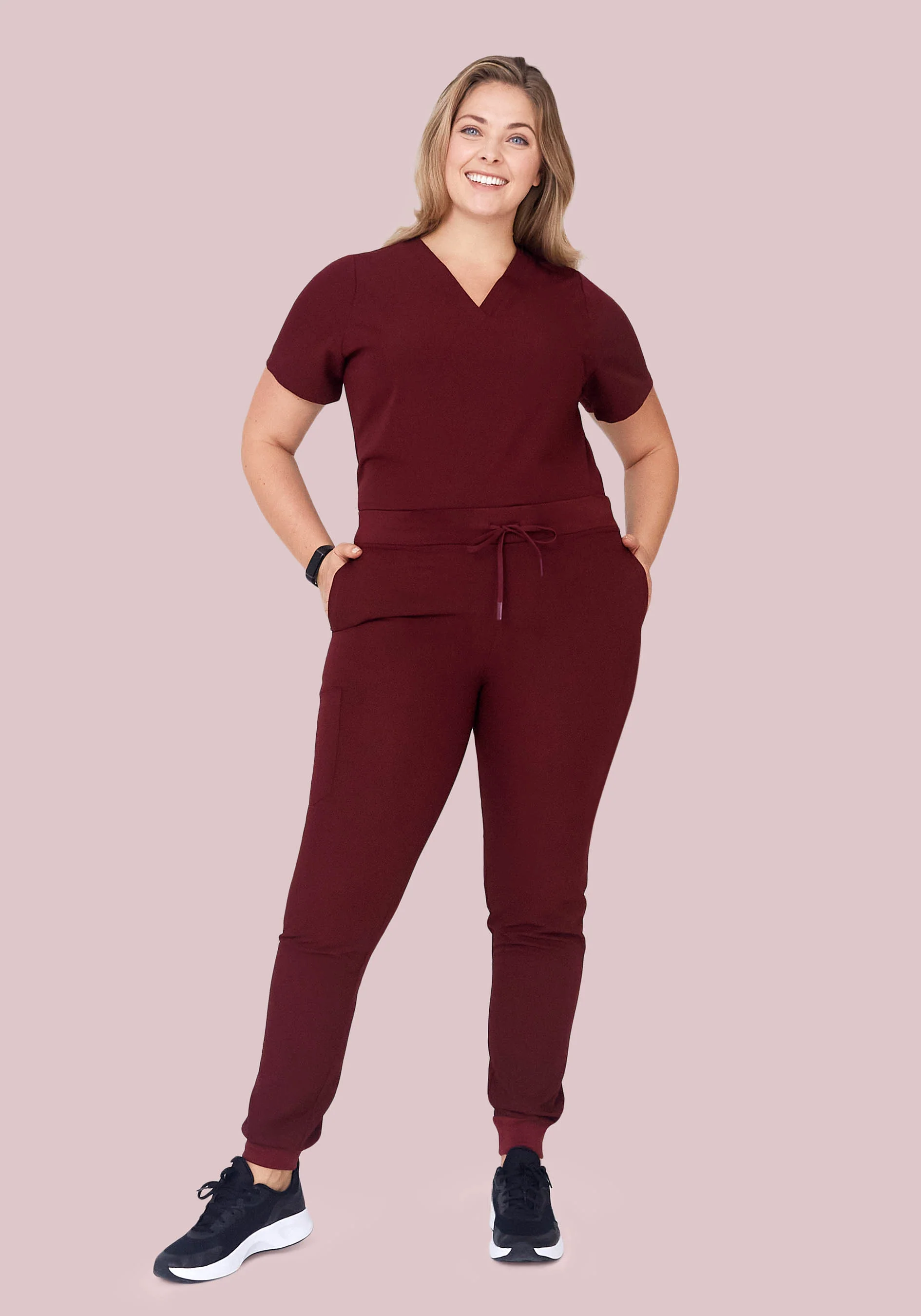 High Waisted Joggers Wine - Image 6