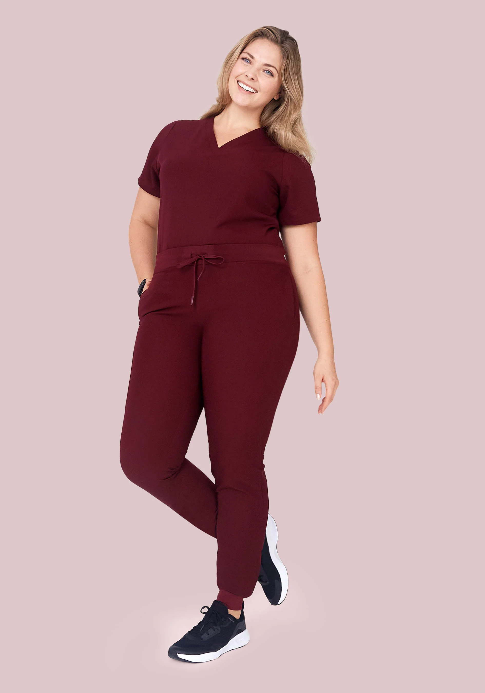 High Waisted Joggers Wine - Image 7