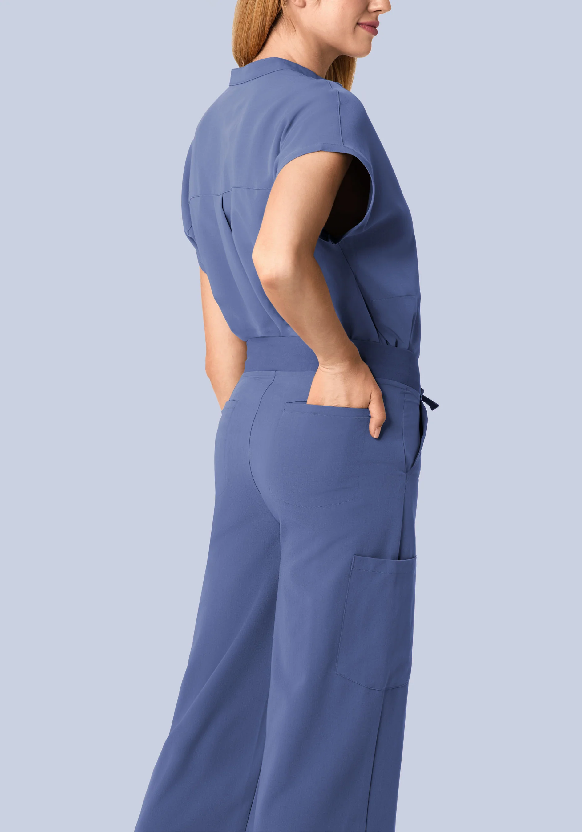 High Waisted Wide Leg Deep Periwinkle - Image 4