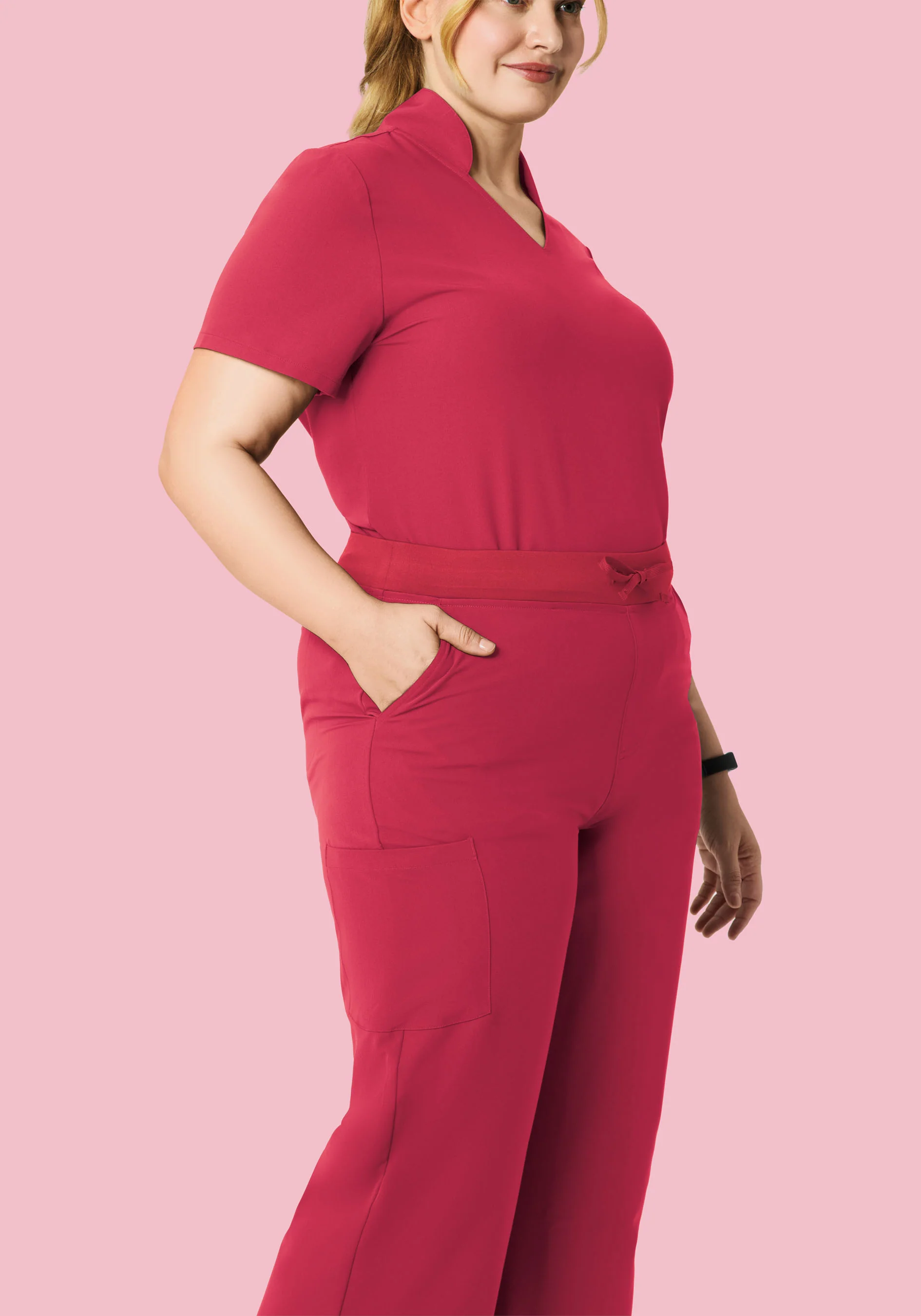 High Waisted Wide Leg Deep Rose - Image 6