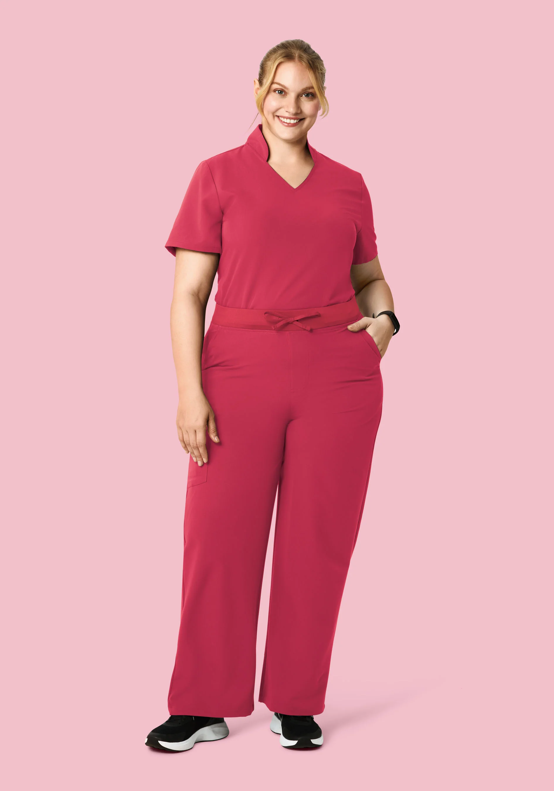 High Waisted Wide Leg Deep Rose - Image 7