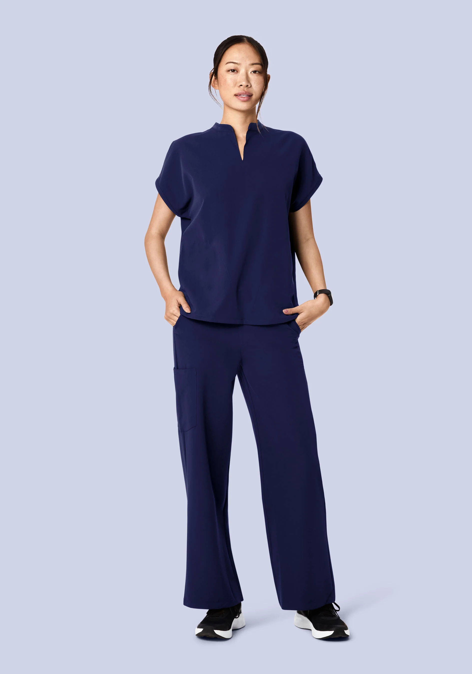 High Waisted Wide Leg Navy - Image 3
