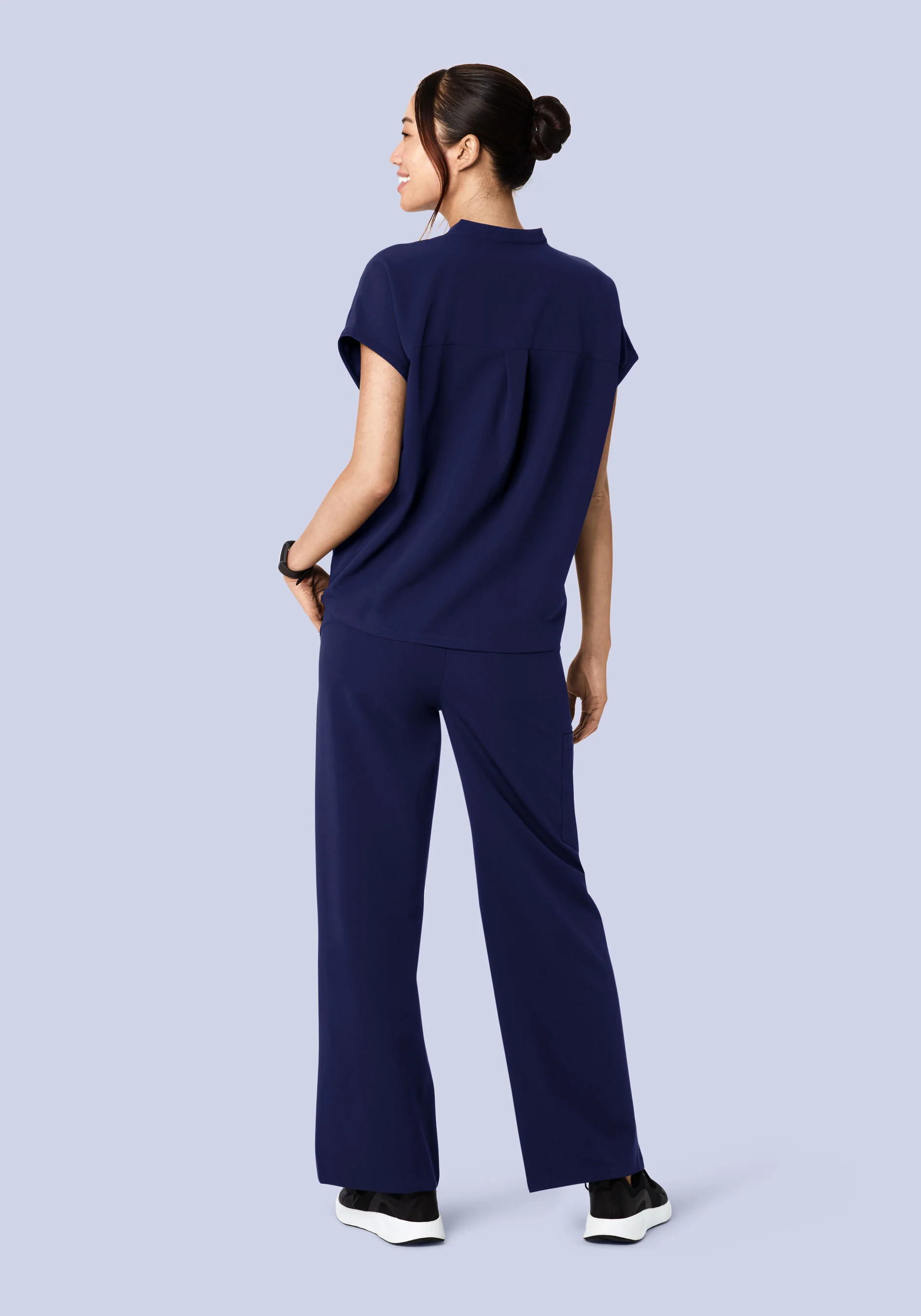 High Waisted Wide Leg Navy - Image 4