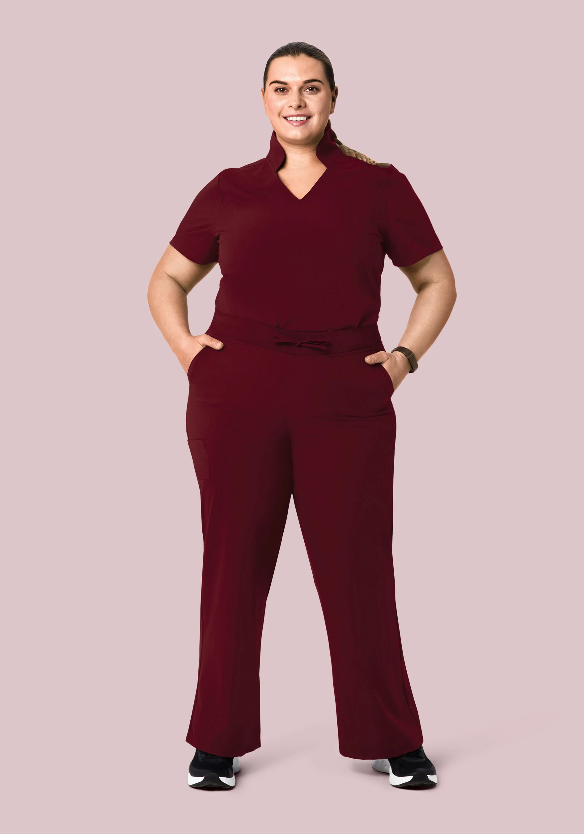 High Waisted Wide Leg Wine - Image 4