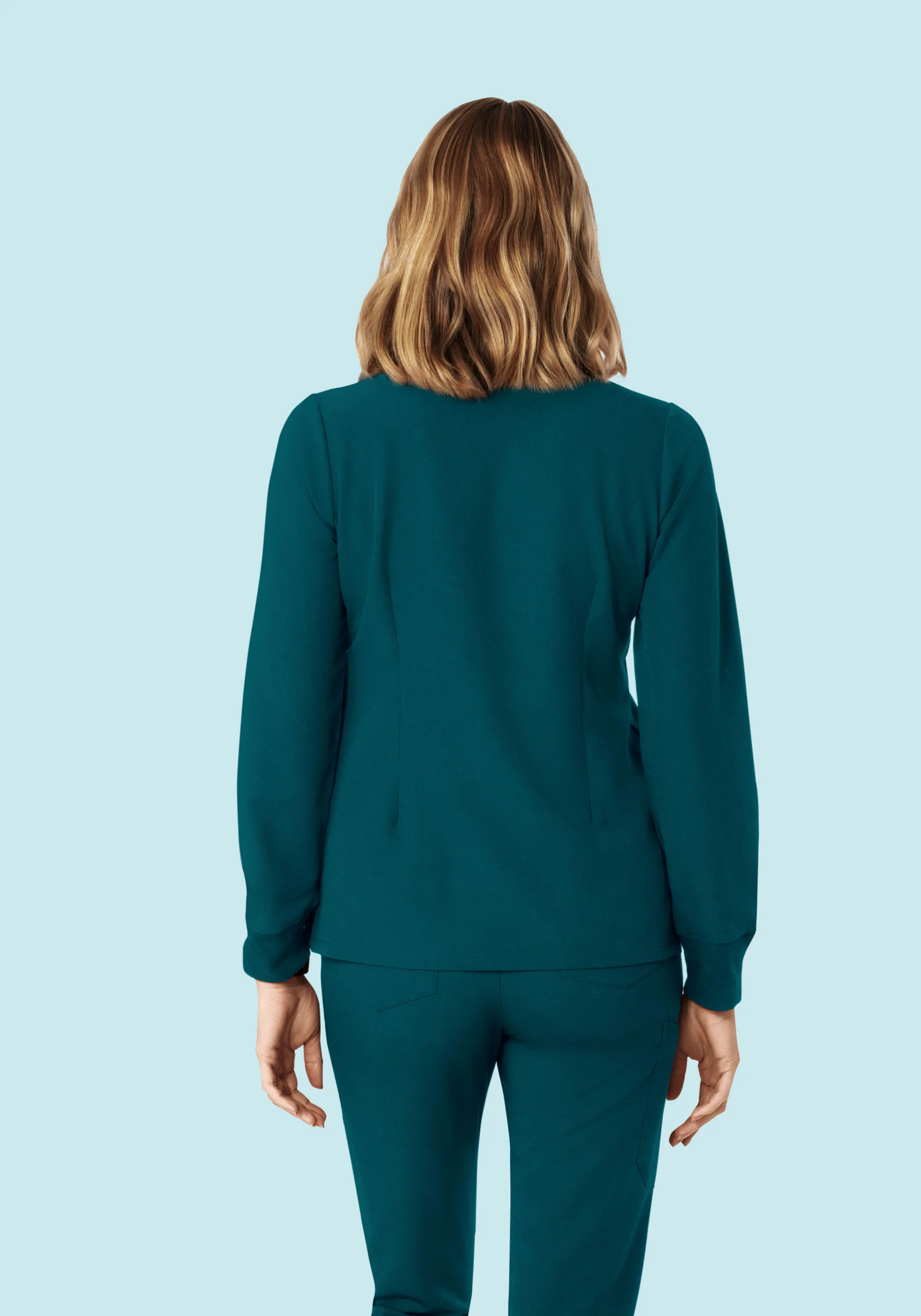 Long Sleeve 6 Pocket Top Caribbean Blue - Image 4