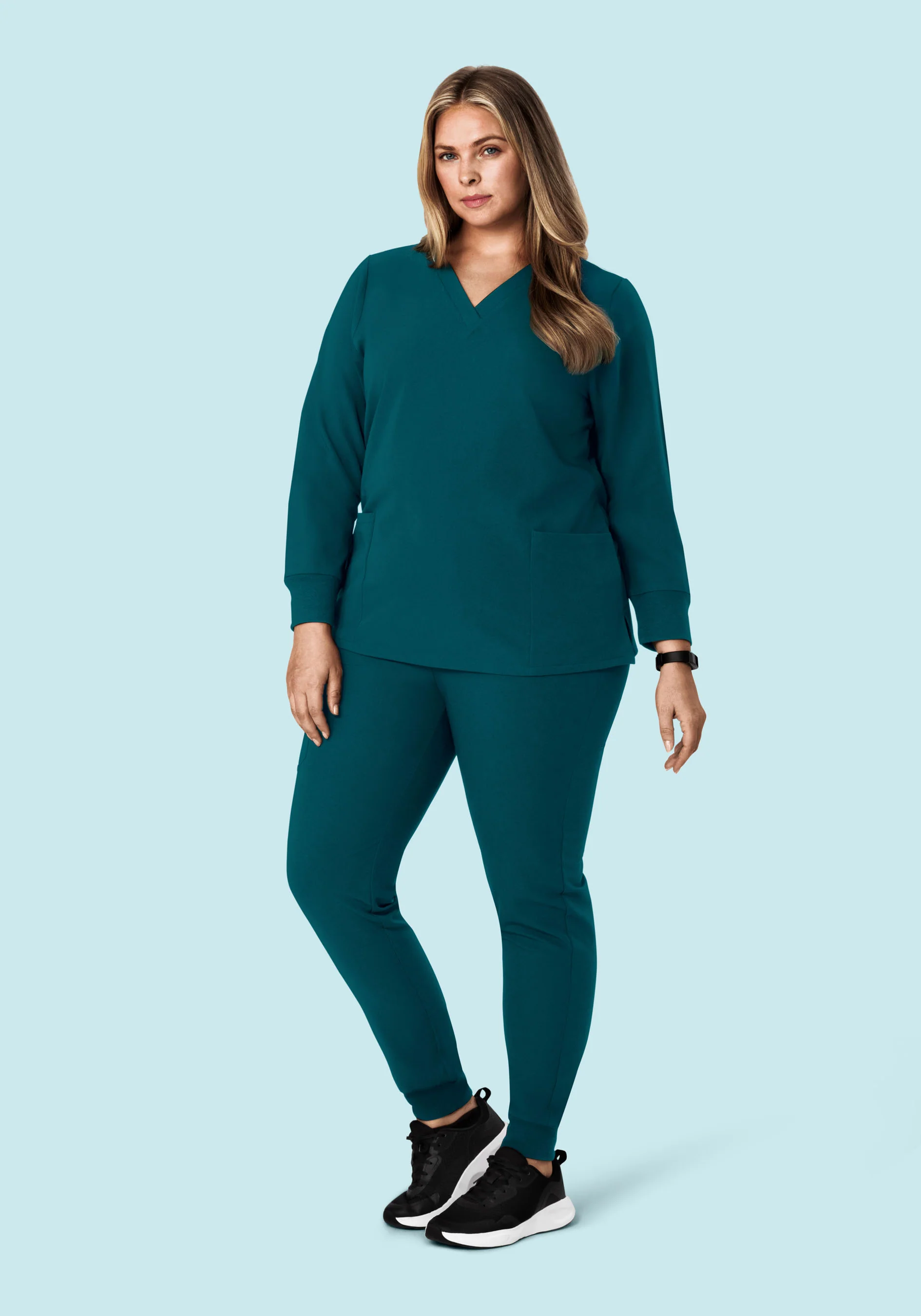 Long Sleeve 6 Pocket Top Caribbean Blue - Image 7