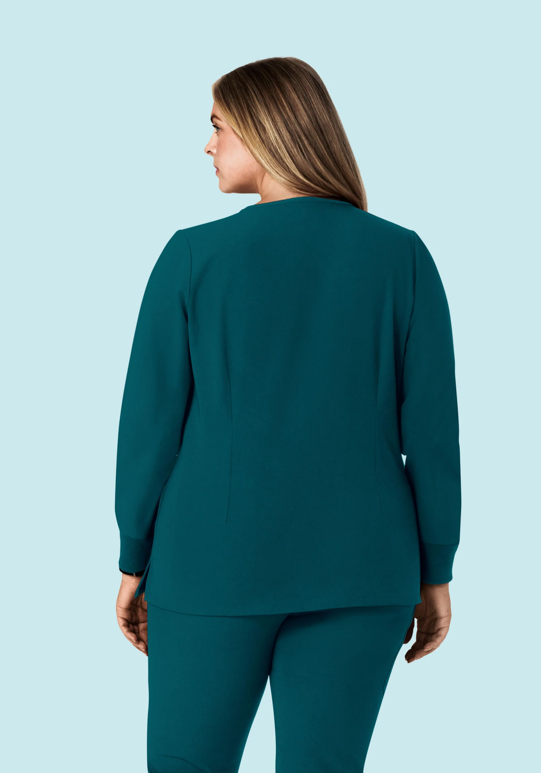 Long Sleeve 6 Pocket Top Caribbean Blue - Image 8