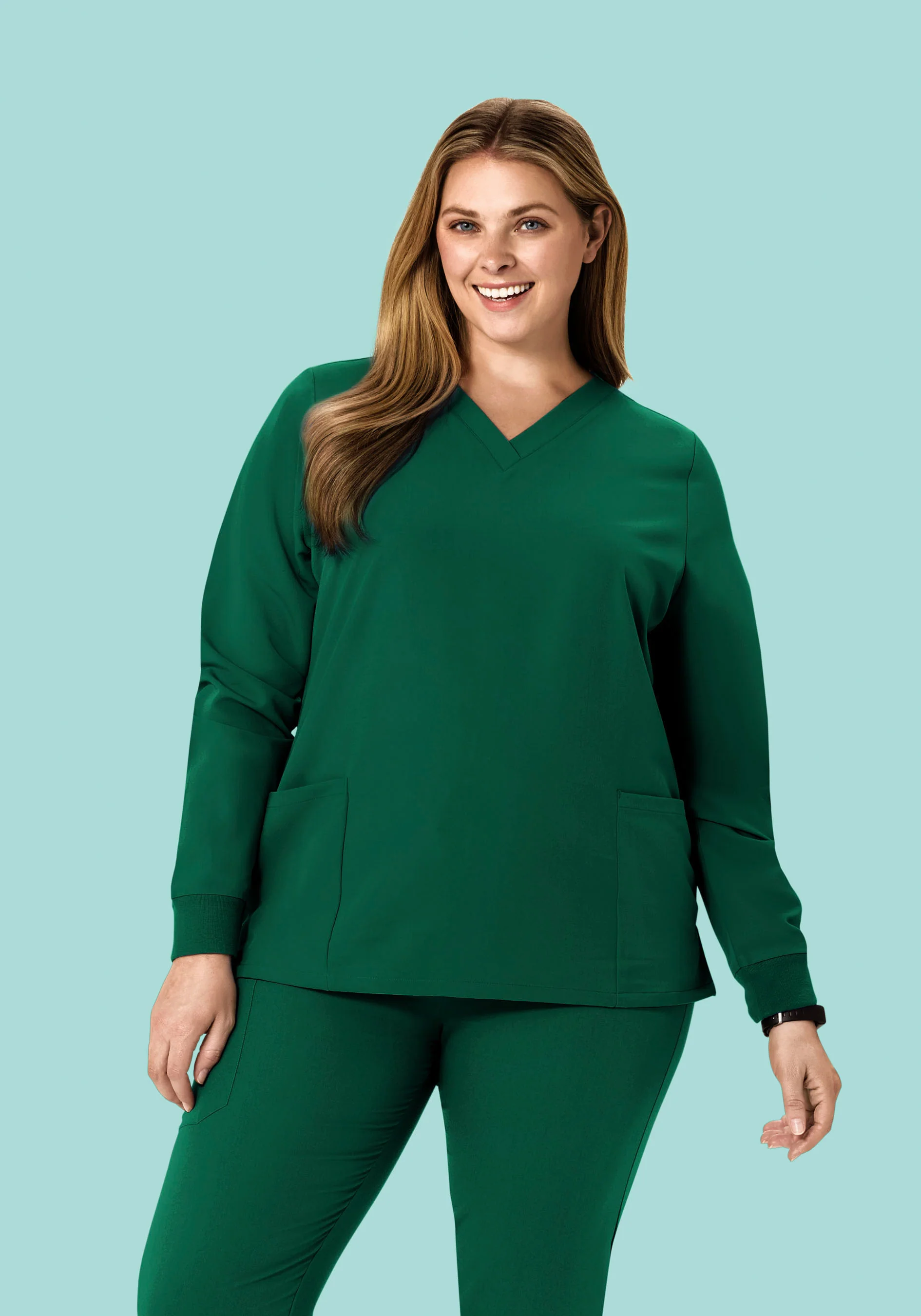 Long Sleeve 6 Pocket Top Hunter Green - Image 5