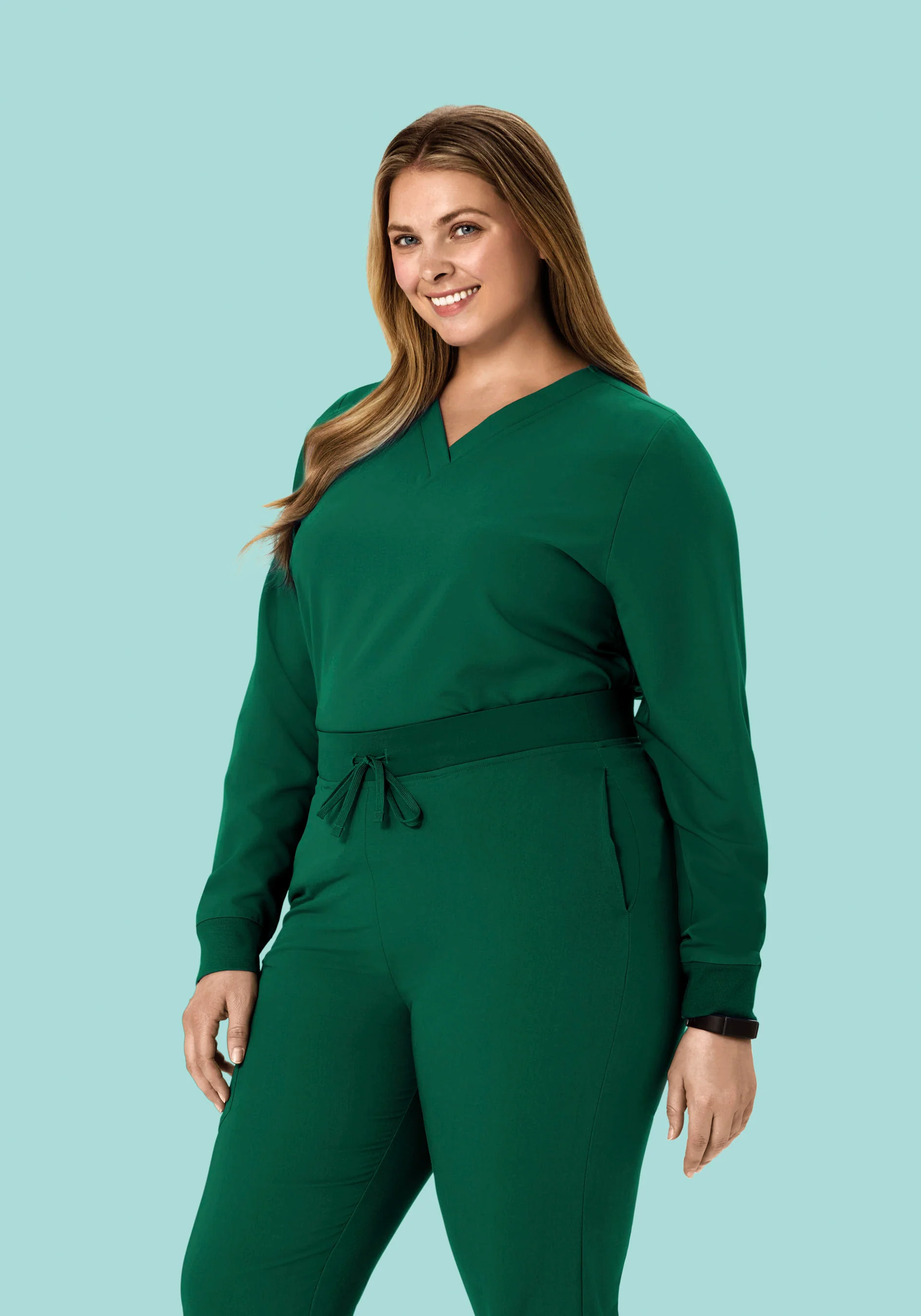 Long Sleeve 6 Pocket Top Hunter Green - Image 6