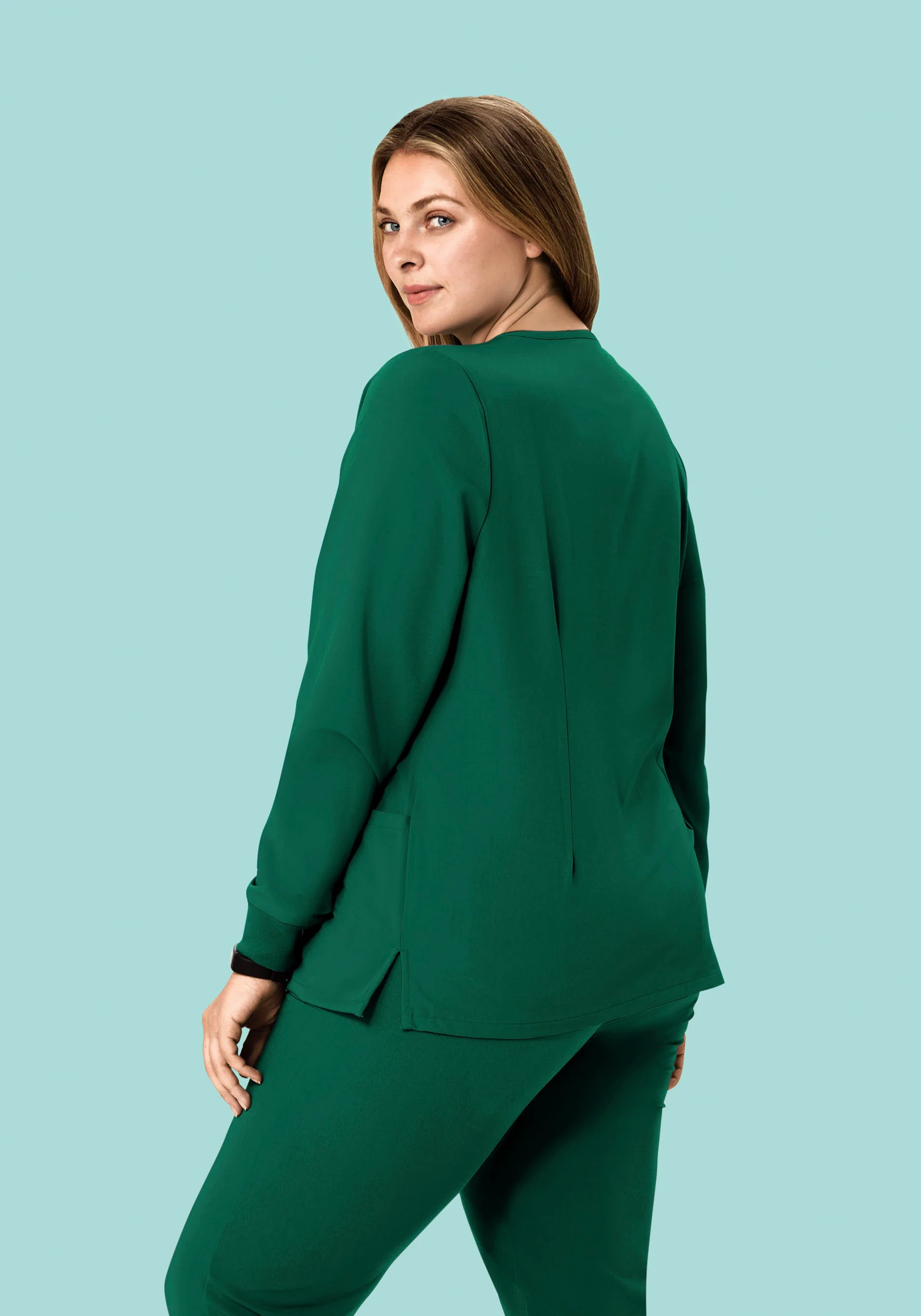 Long Sleeve 6 Pocket Top Hunter Green - Image 8