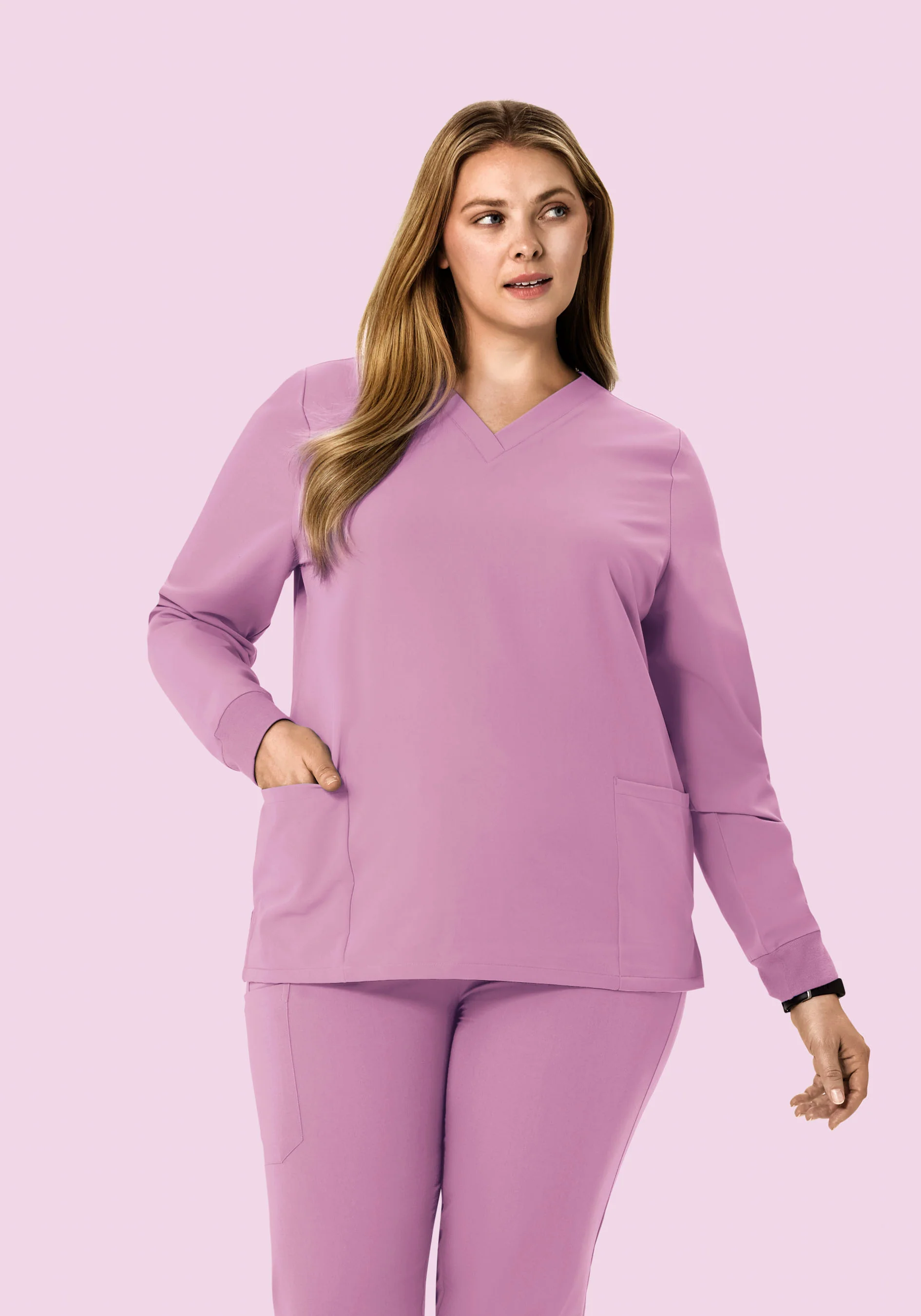 Long Sleeve 6 Pocket Top Lilac - Image 5