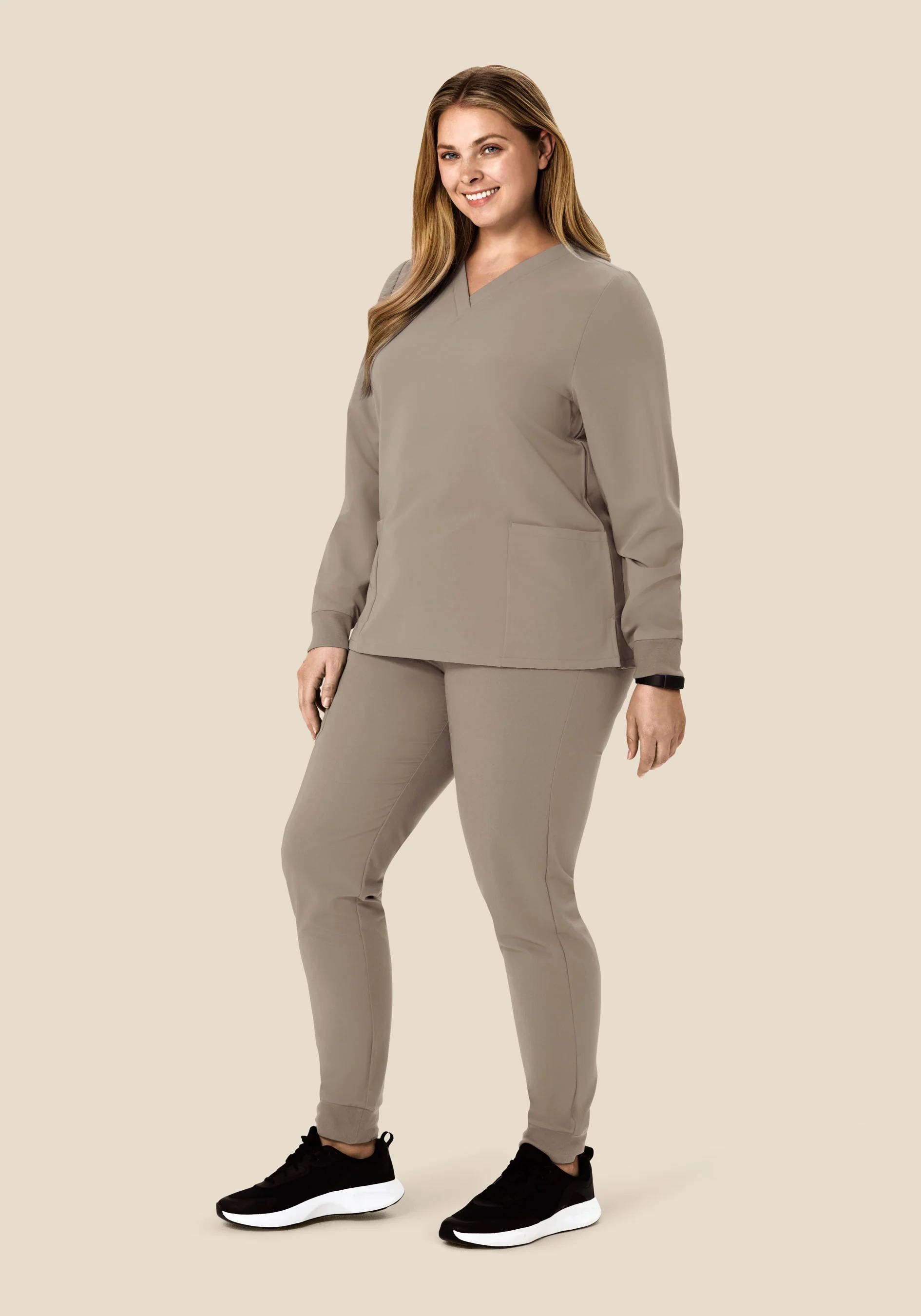 Long Sleeve 6 Pocket Top Macchiato - Image 3