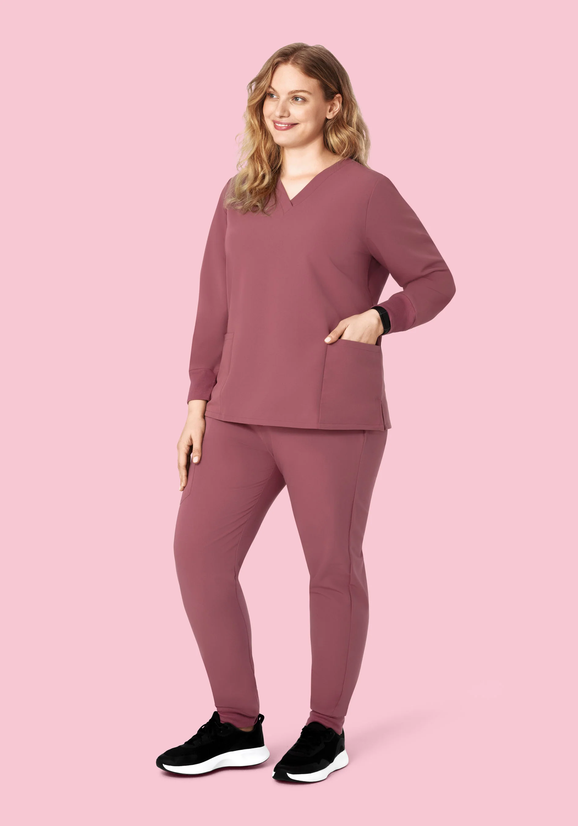 Long Sleeve 6 Pocket Top Mauve - Image 10