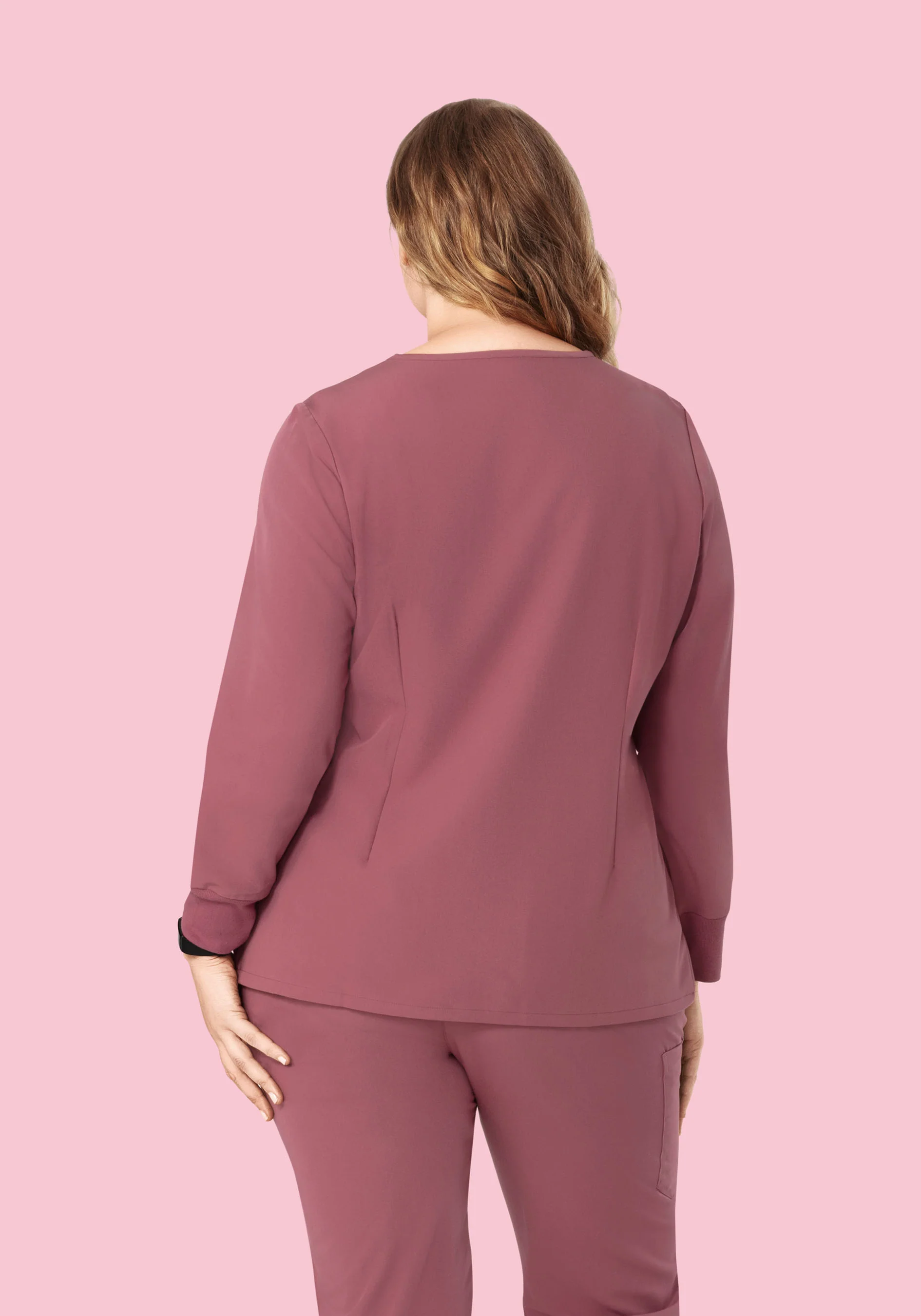 Long Sleeve 6 Pocket Top Mauve - Image 11