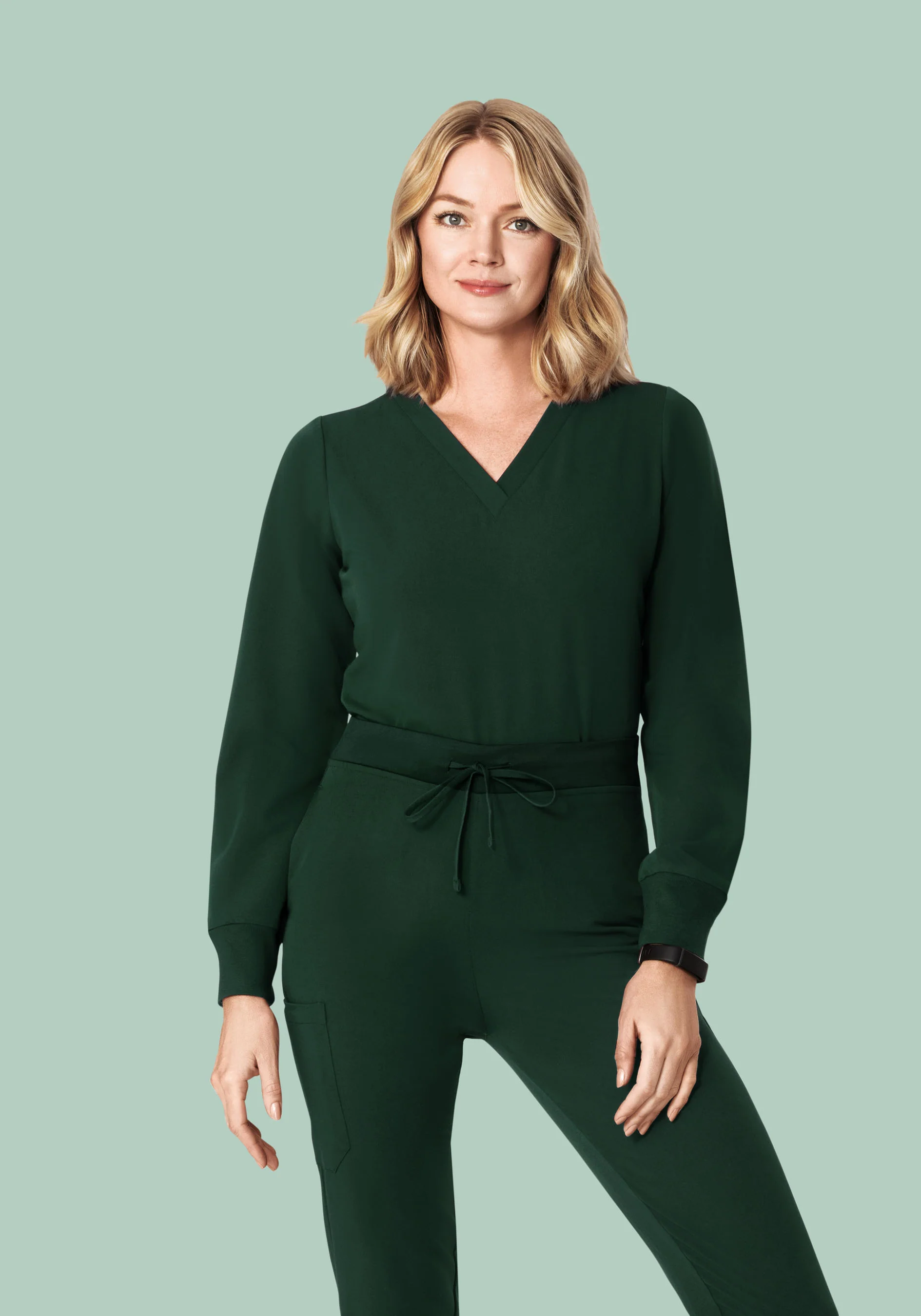 Long Sleeve 6 Pocket Top Midnight Green - Image 2
