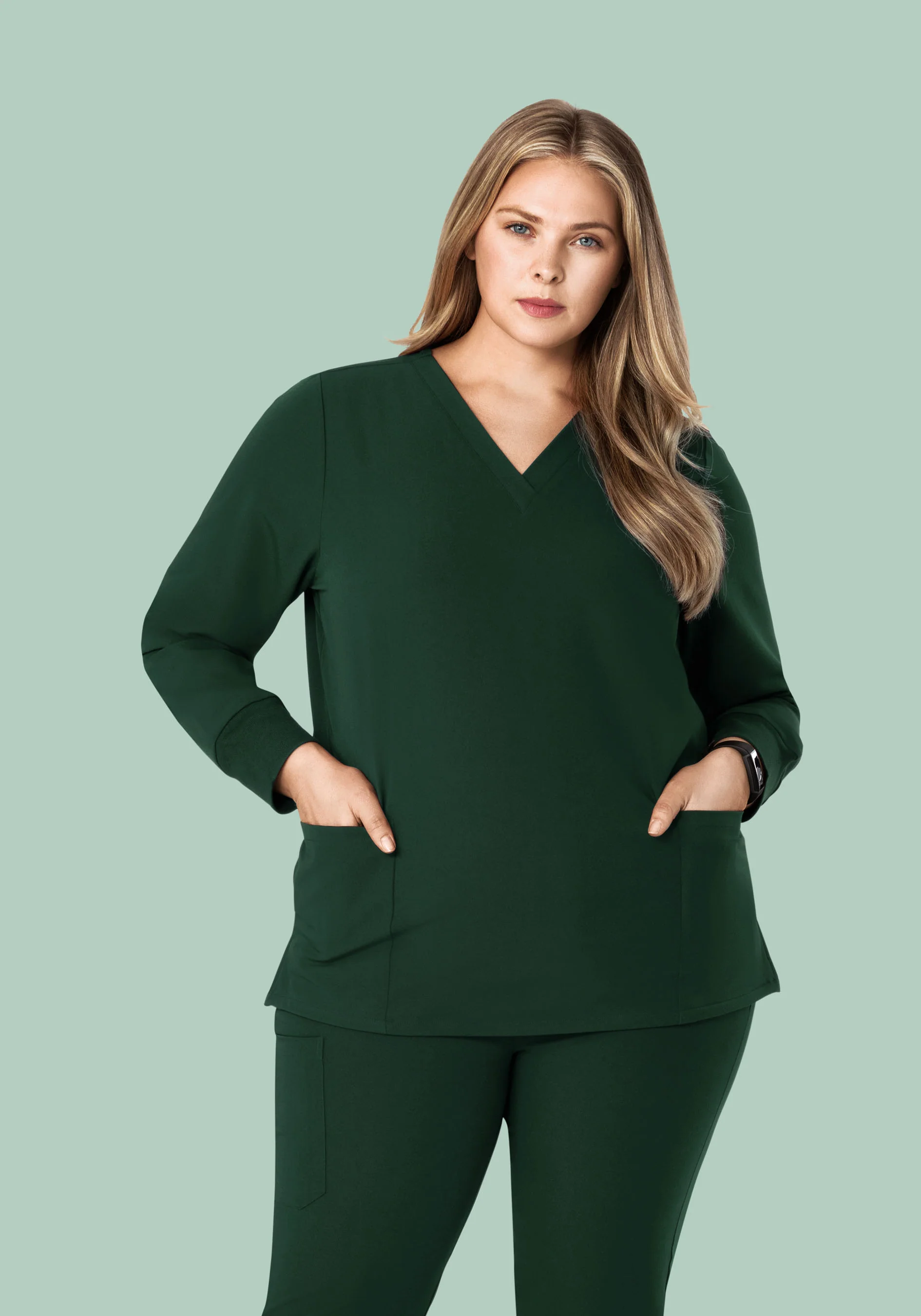 Long Sleeve 6 Pocket Top Midnight Green - Image 5