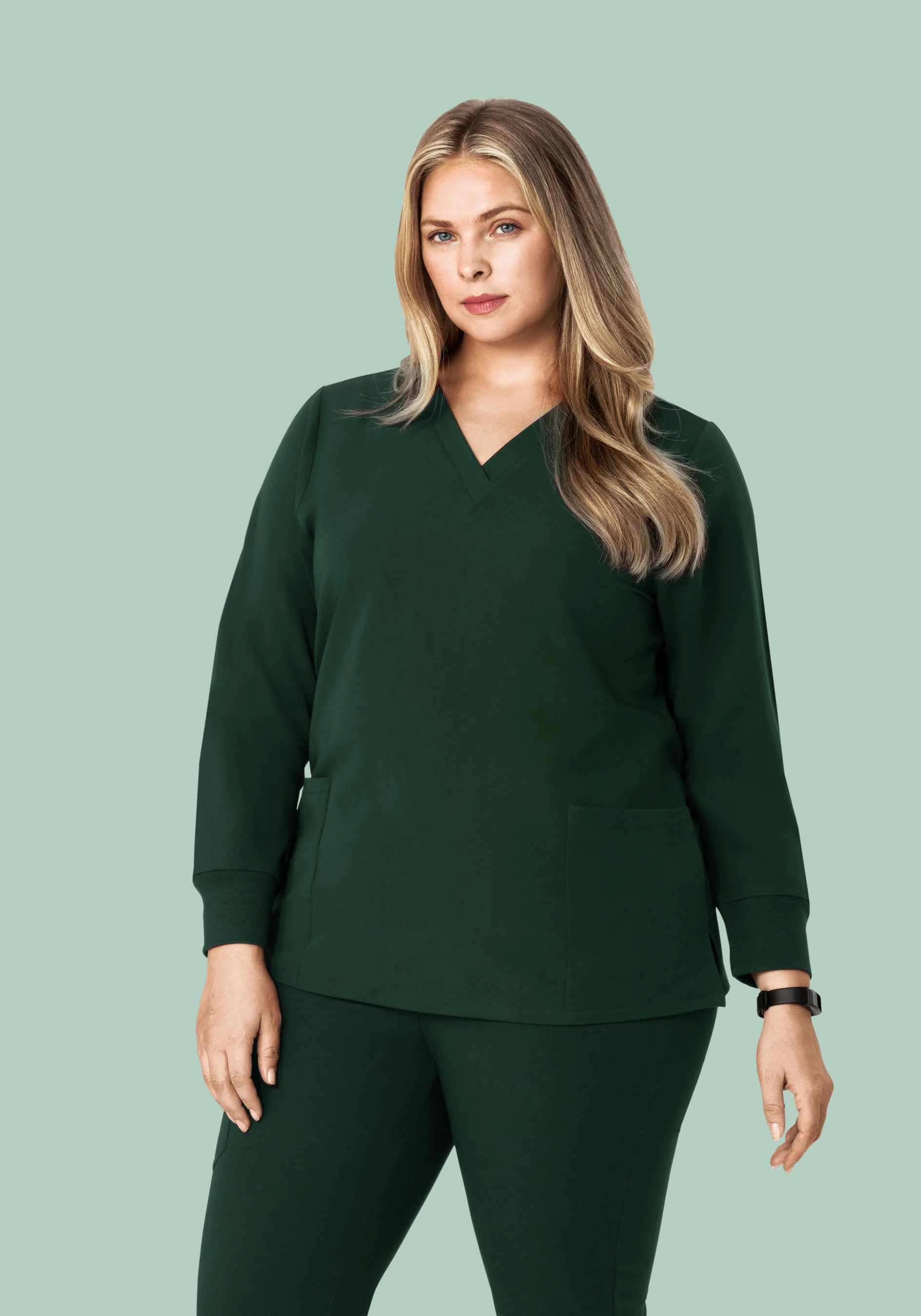 Long Sleeve 6 Pocket Top Midnight Green - Image 6