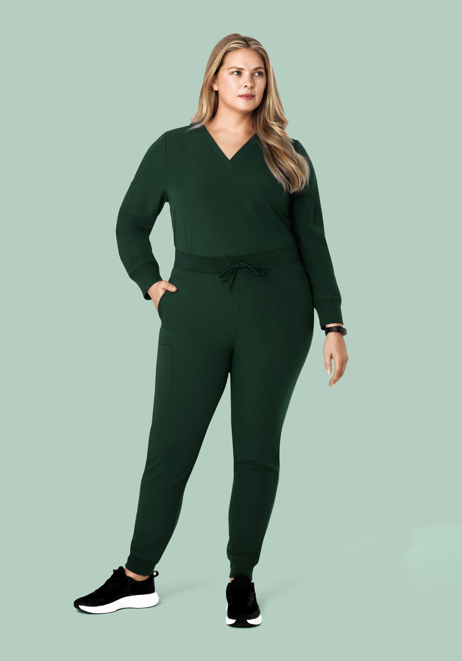 Long Sleeve 6 Pocket Top Midnight Green - Image 8