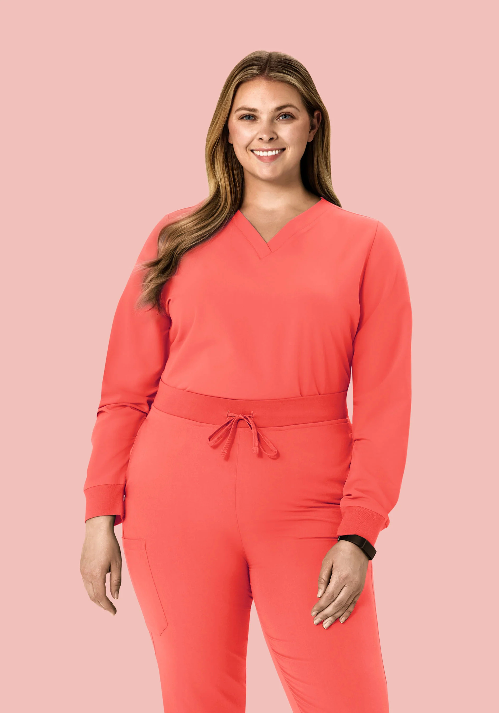 Long Sleeve 6 Pocket Top Sunkissed Coral - Image 7