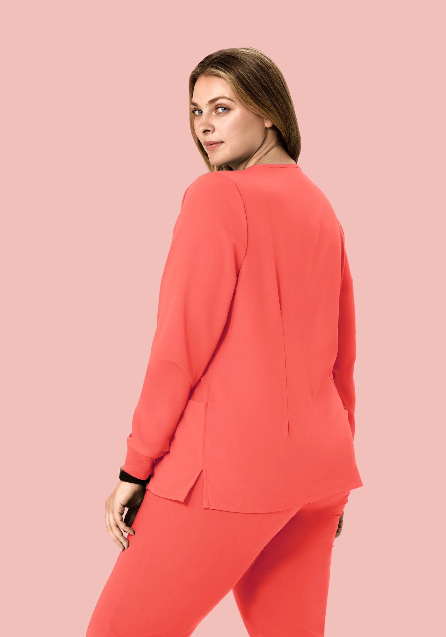 Long Sleeve 6 Pocket Top Sunkissed Coral - Image 9