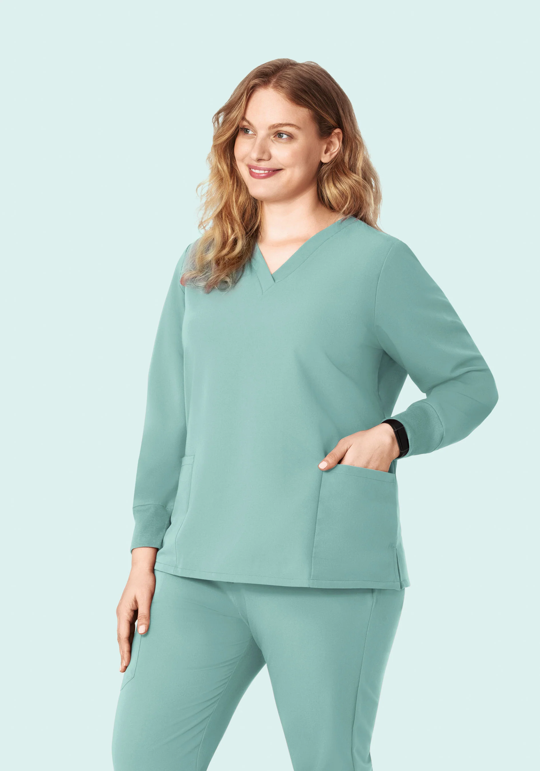 Long Sleeve 6 Pocket Top Tourmaline - Image 6