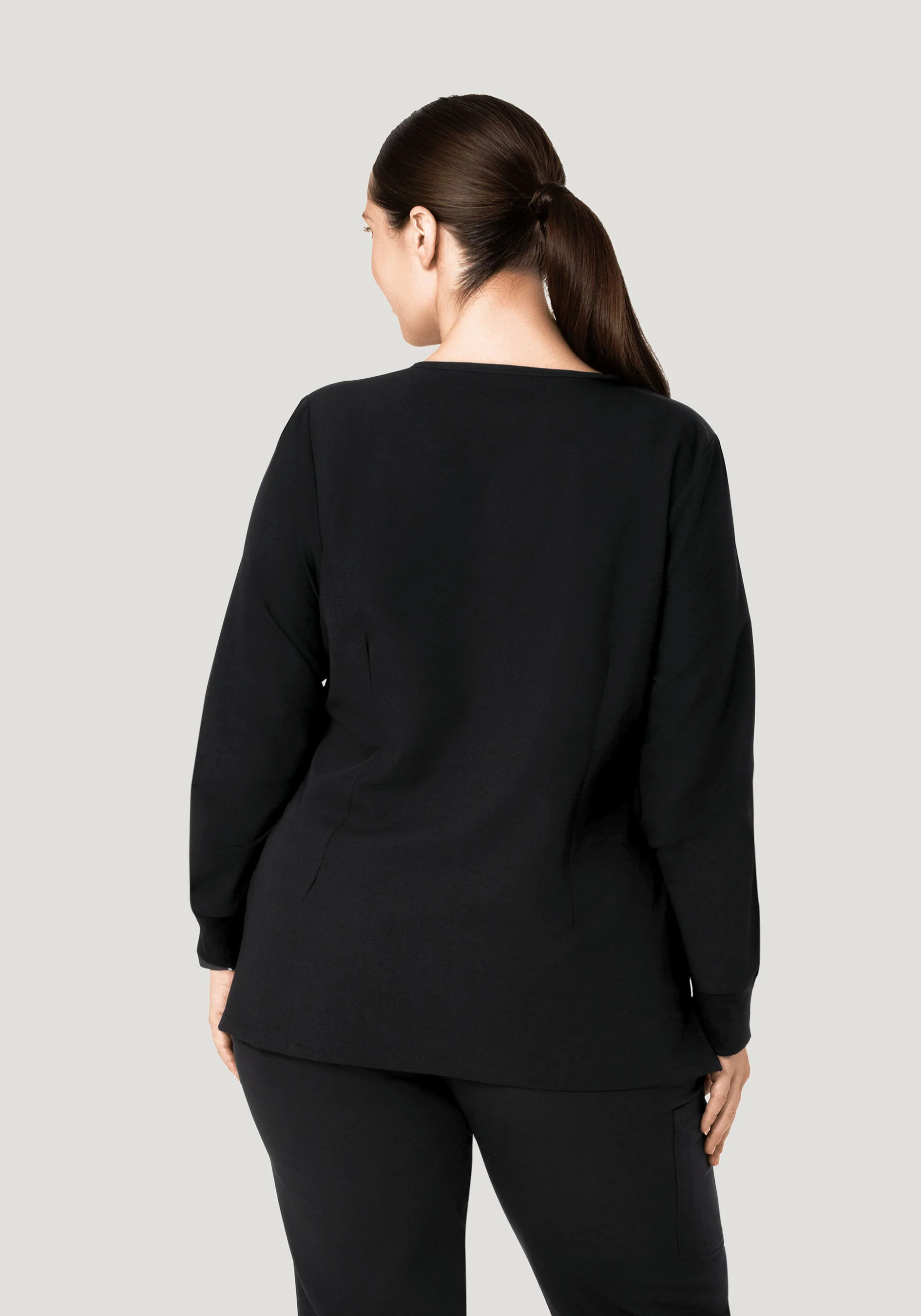 Long Sleeve Notch Neck Top Black - Image 10