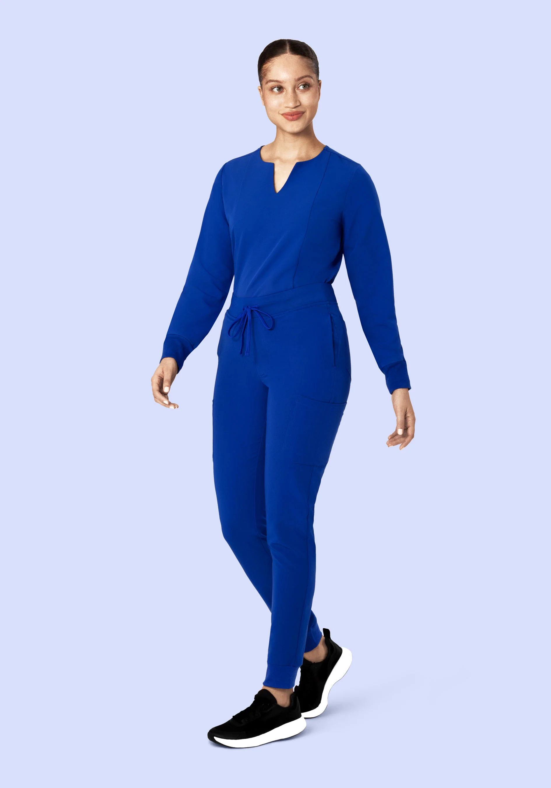Long Sleeve Notch Neck Top Galaxy Blue - Image 3