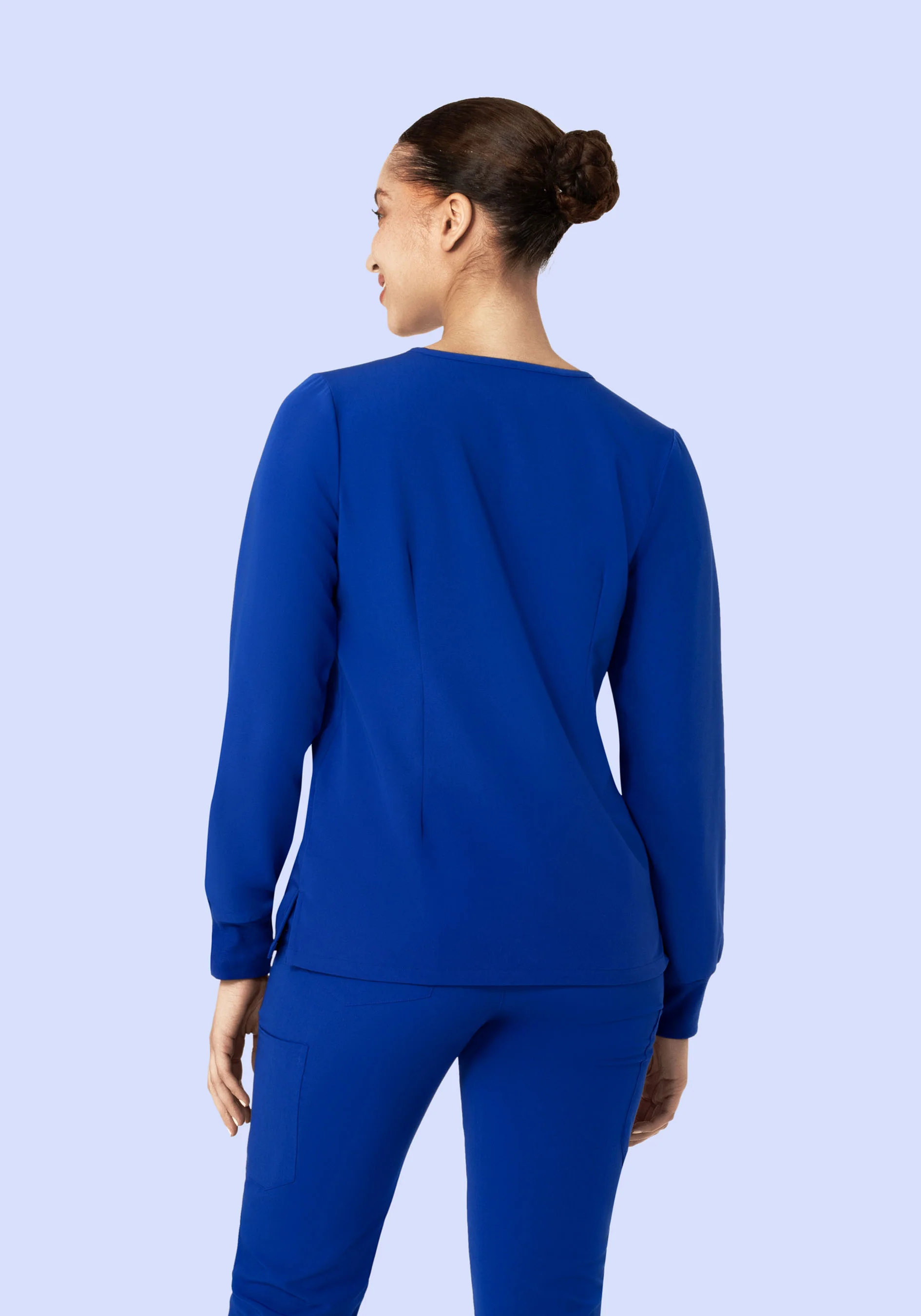 Long Sleeve Notch Neck Top Galaxy Blue - Image 4