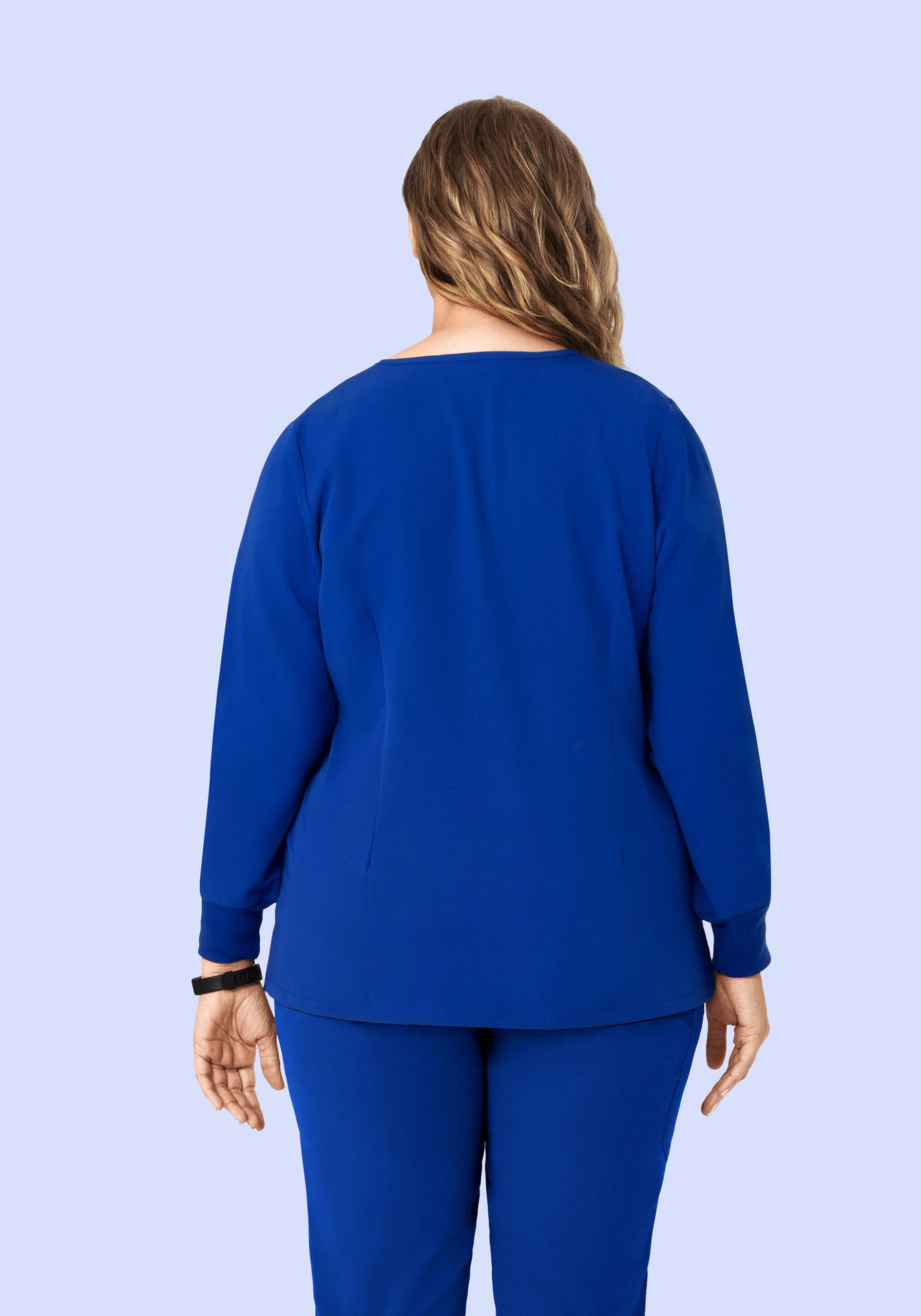 Long Sleeve Notch Neck Top Galaxy Blue - Image 8