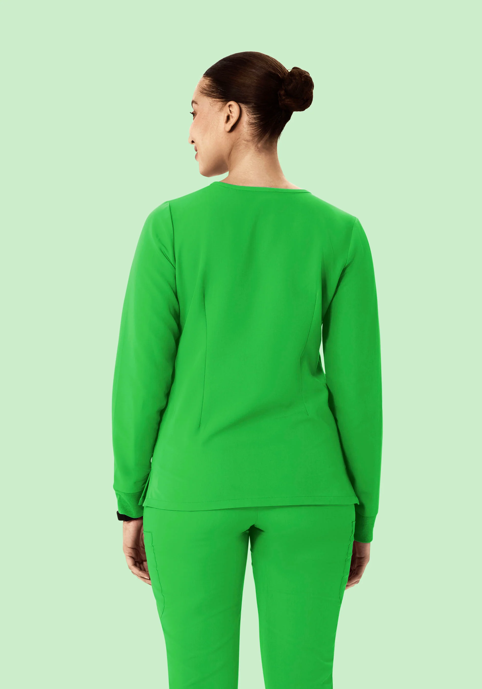Long Sleeve Notch Neck Top Kelly Green - Image 4