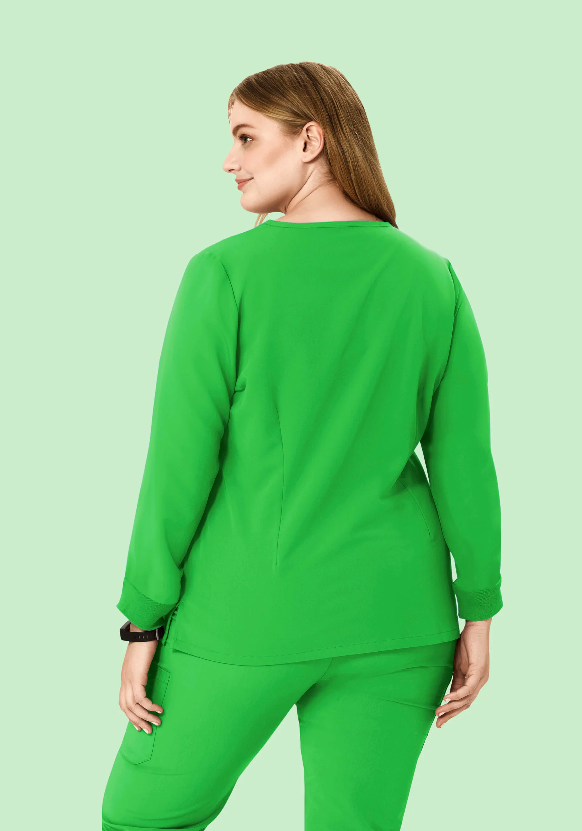 Long Sleeve Notch Neck Top Kelly Green - Image 8