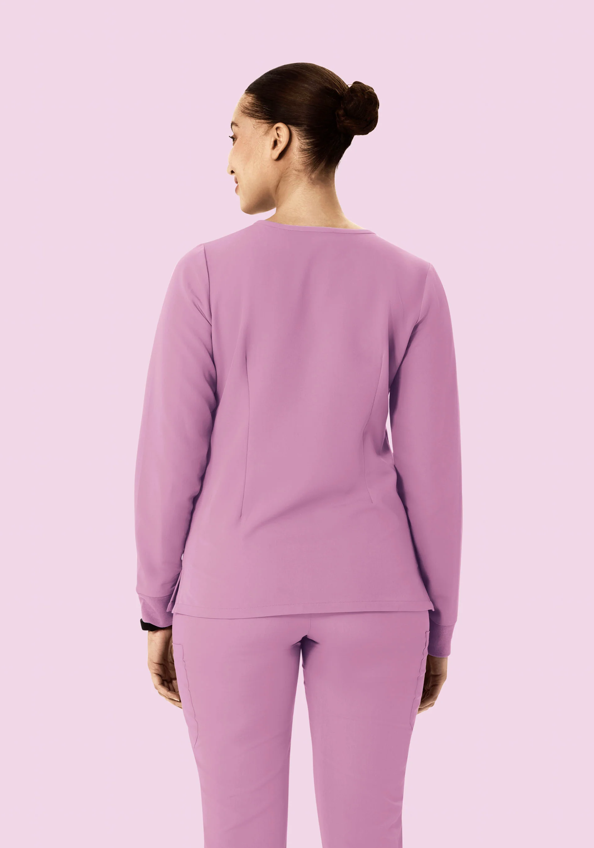 Long Sleeve Notch Neck Top Lilac - Image 4