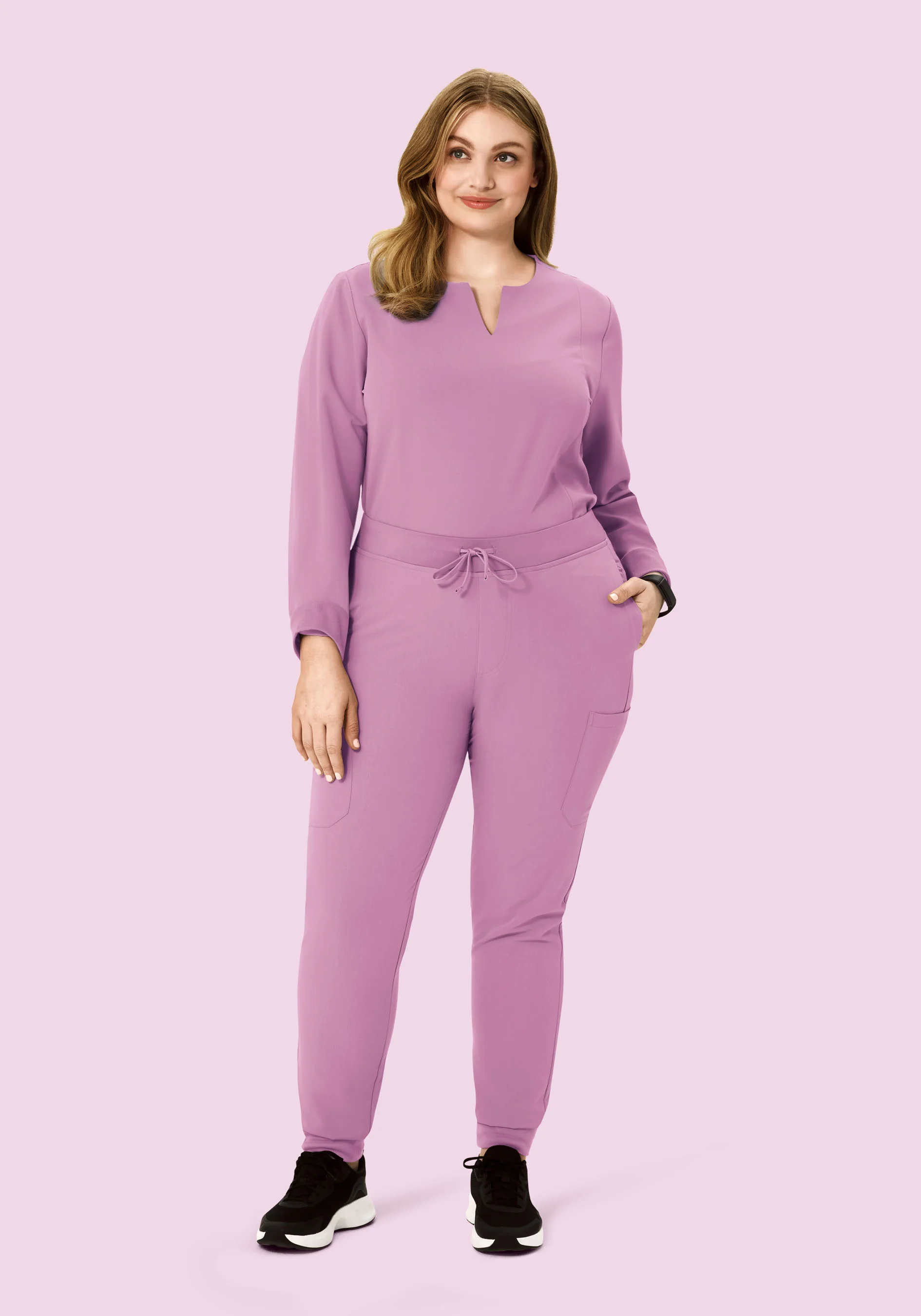 Long Sleeve Notch Neck Top Lilac - Image 7