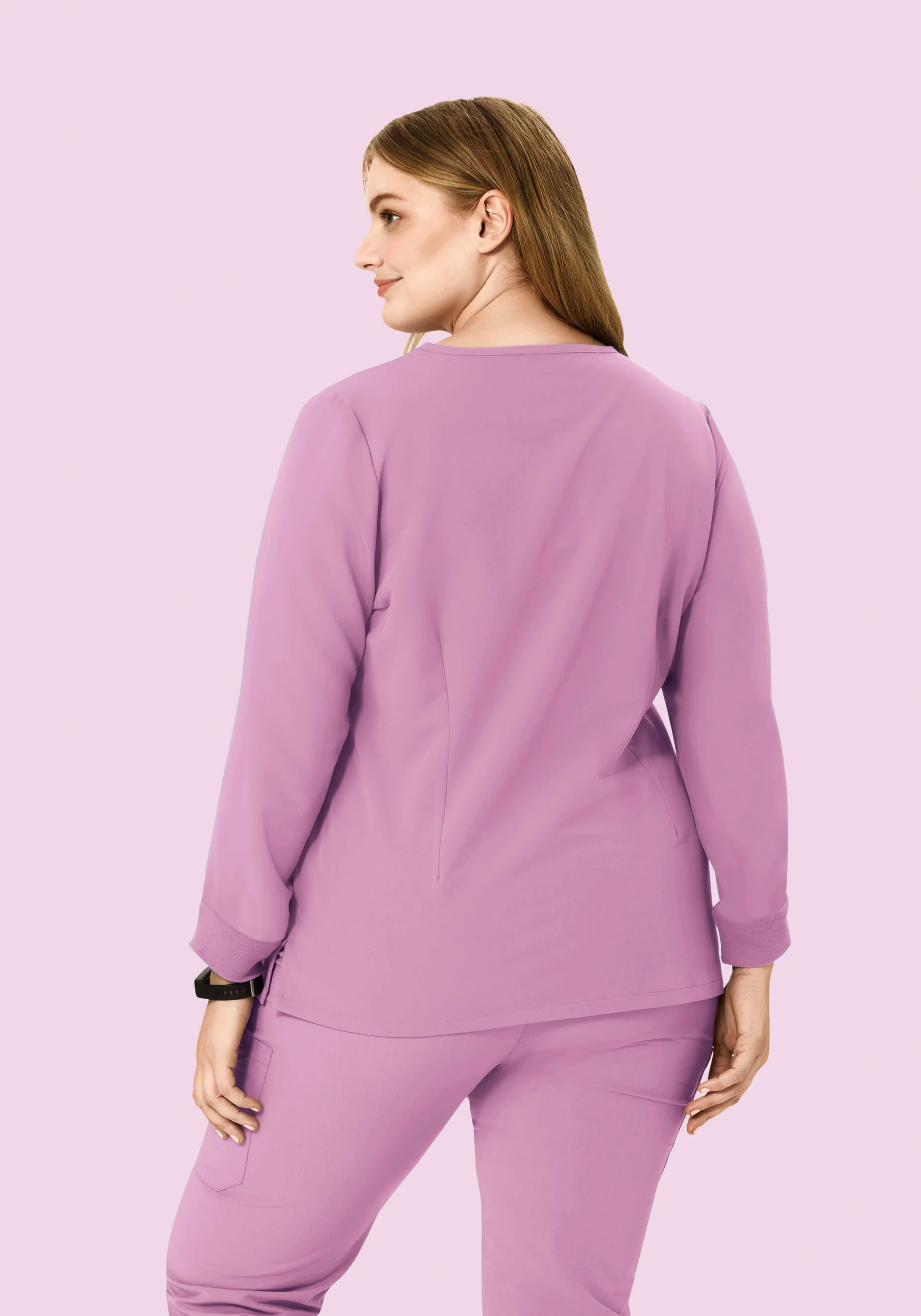 Long Sleeve Notch Neck Top Lilac - Image 8