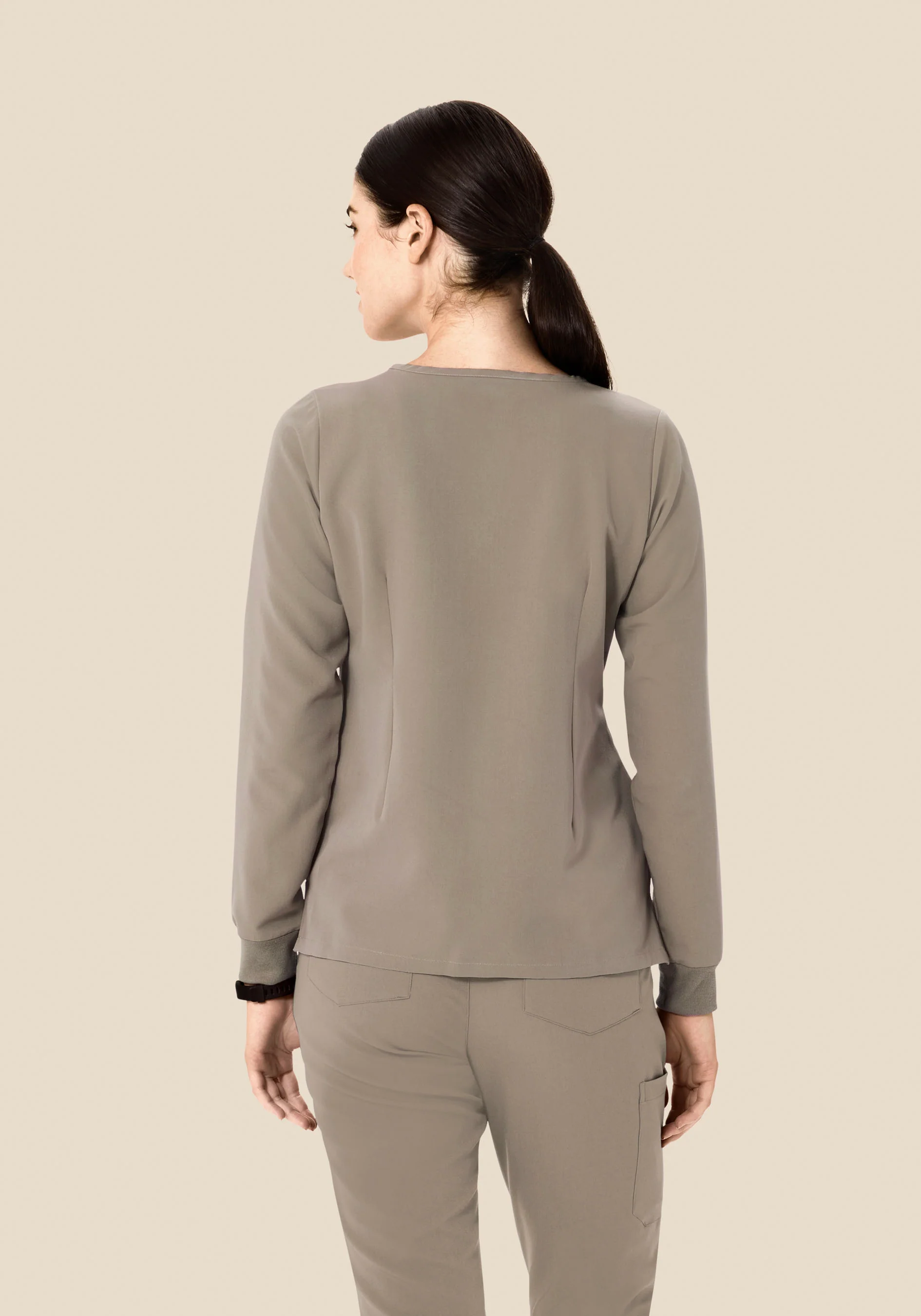 Long Sleeve Notch Neck Top Macchiato - Image 6