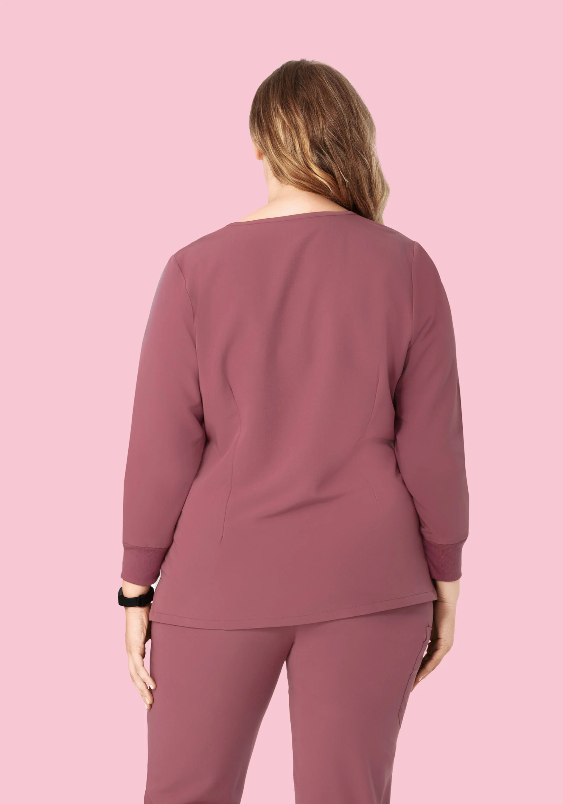 Long Sleeve Notch Neck Top Mauve - Image 11