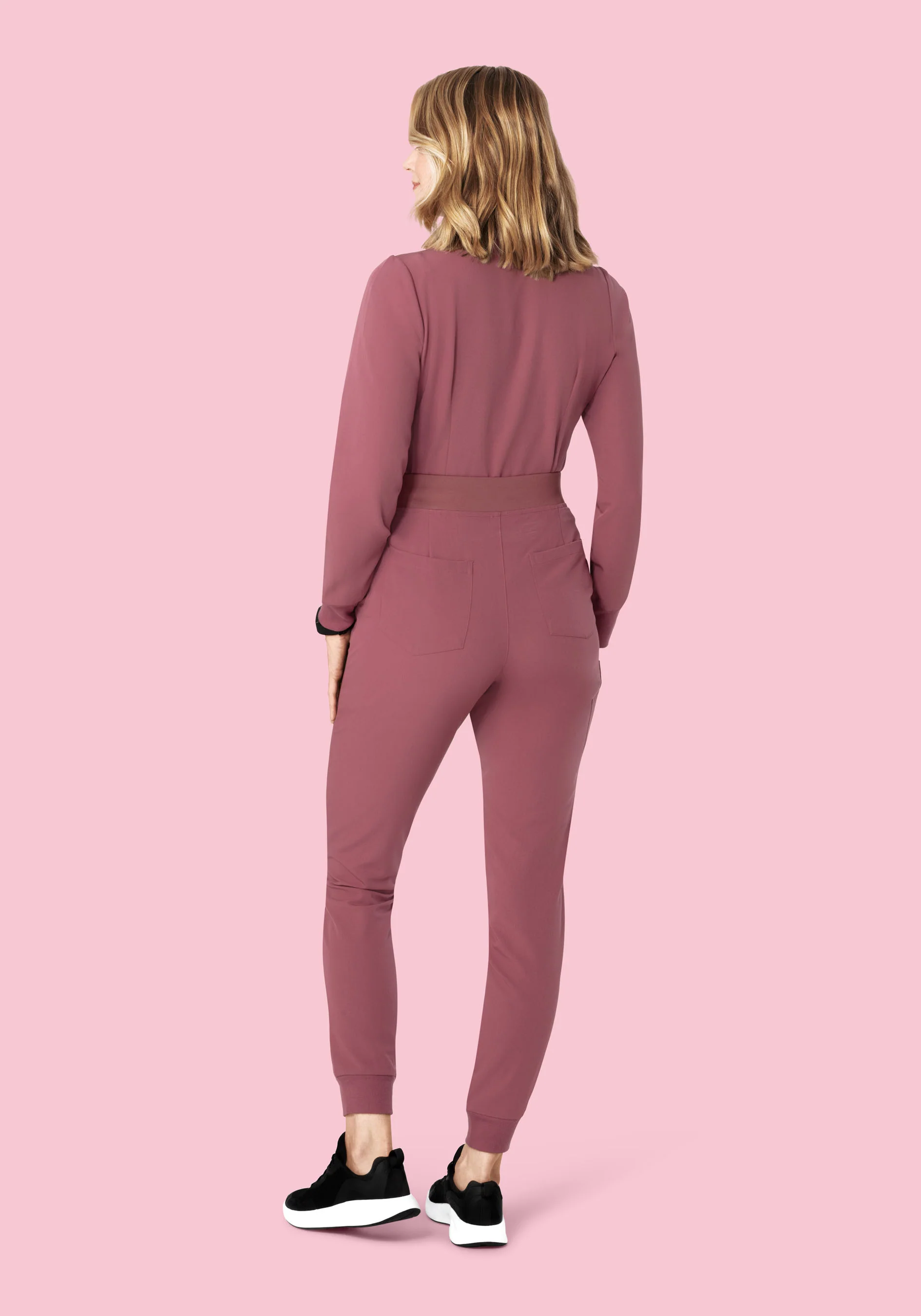 Long Sleeve Notch Neck Top Mauve - Image 13