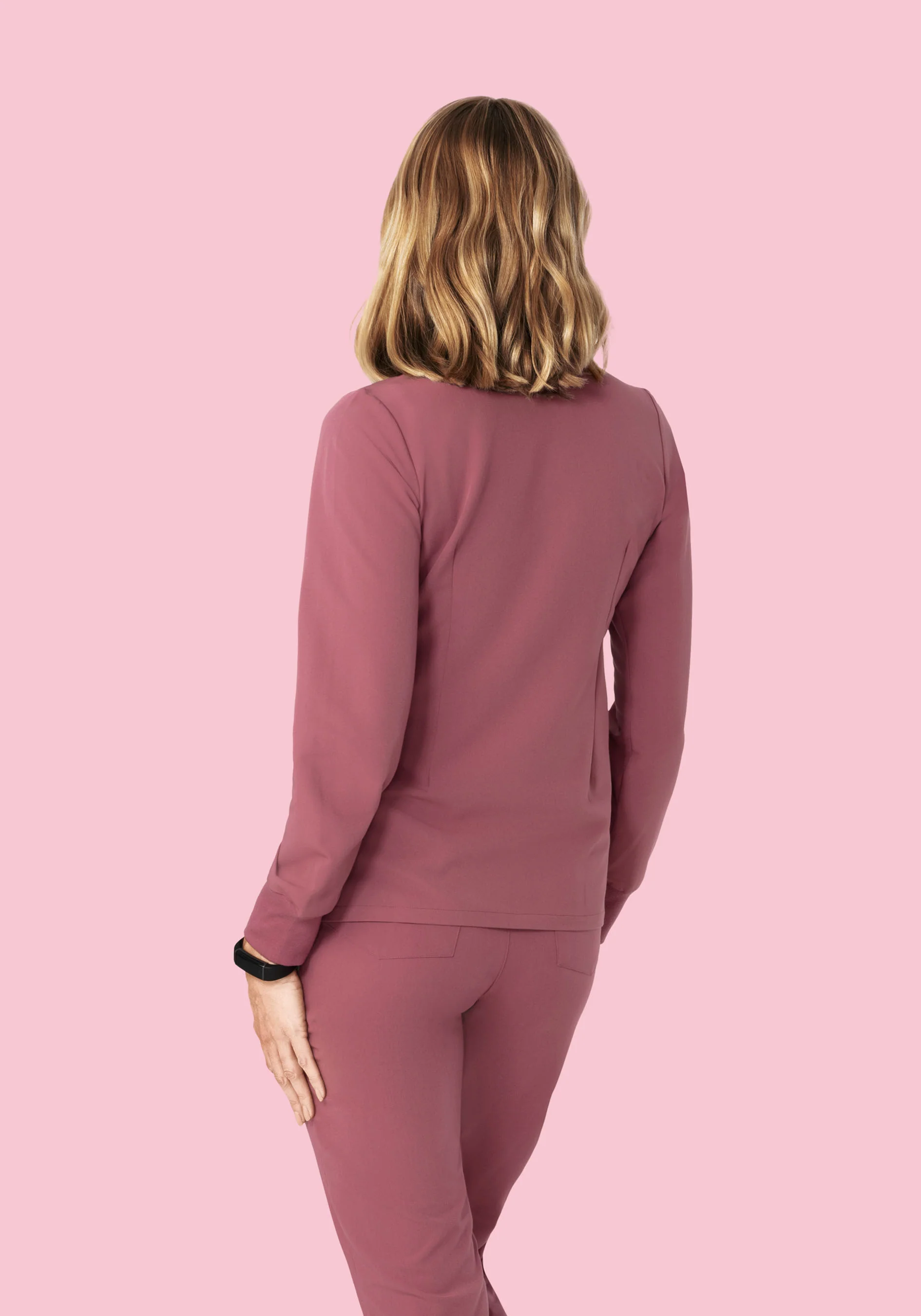 Long Sleeve Notch Neck Top Mauve - Image 6