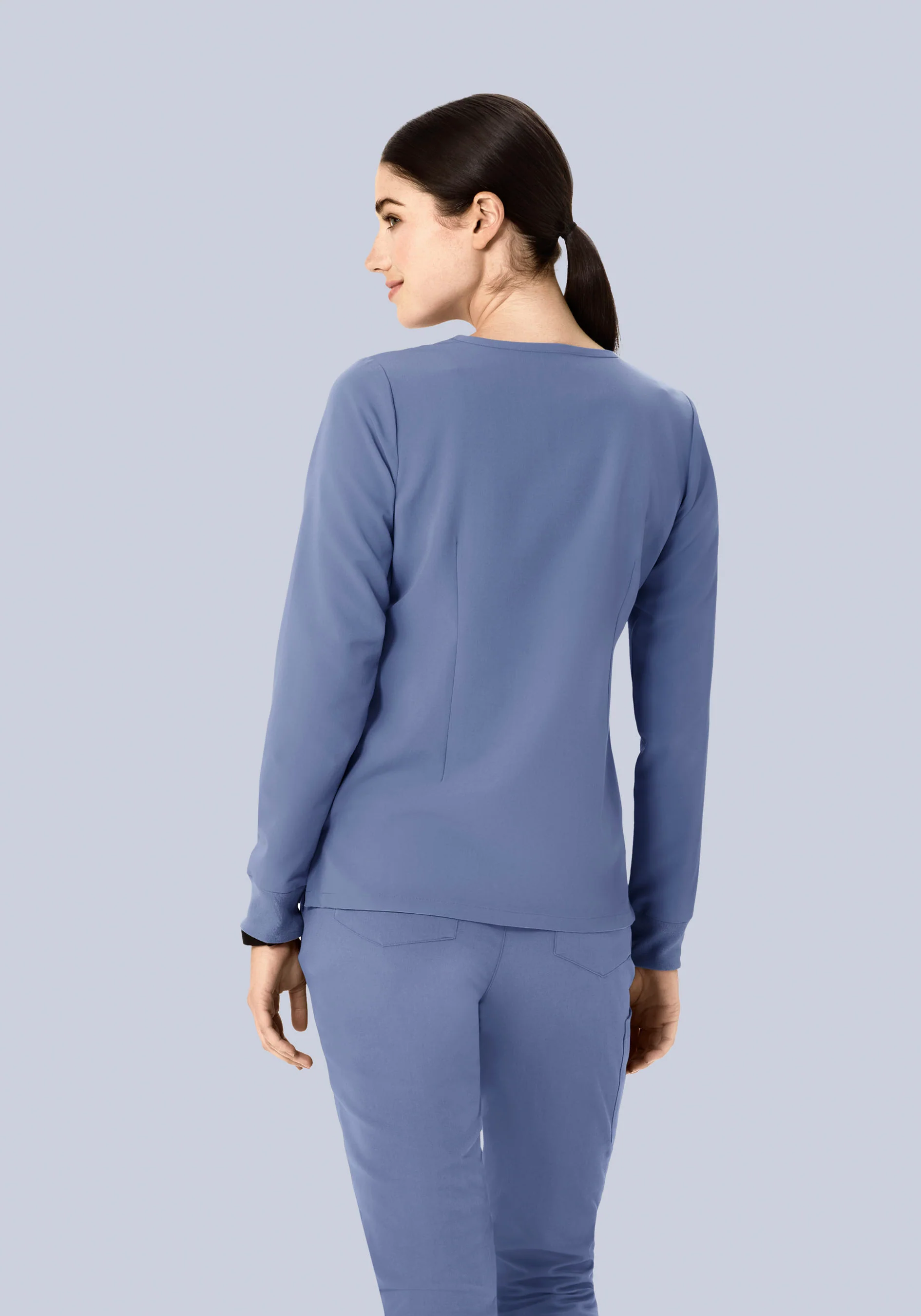Long Sleeve Notch Neck Top Periwinkle - Image 5