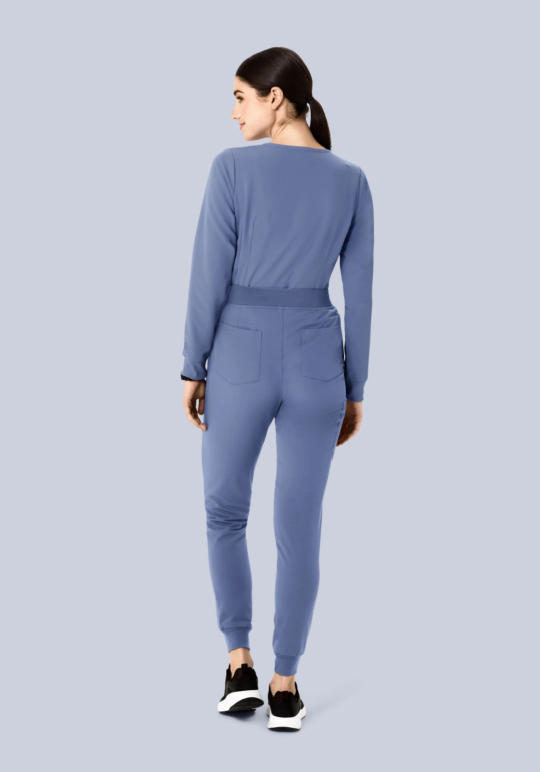 Long Sleeve Notch Neck Top Periwinkle - Image 6